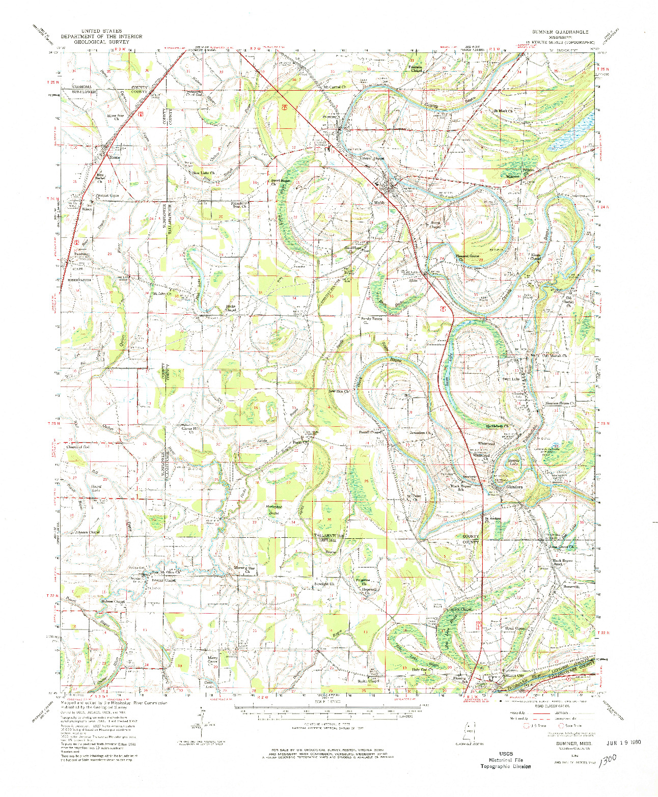 USGS 1:62500-SCALE QUADRANGLE FOR SUMNER, MS 1962