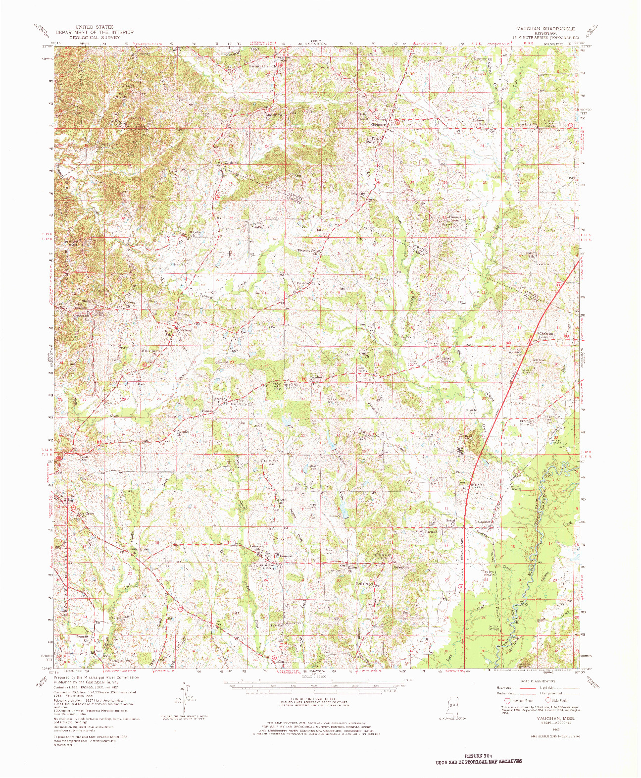 USGS 1:62500-SCALE QUADRANGLE FOR VAUGHAN, MS 1966