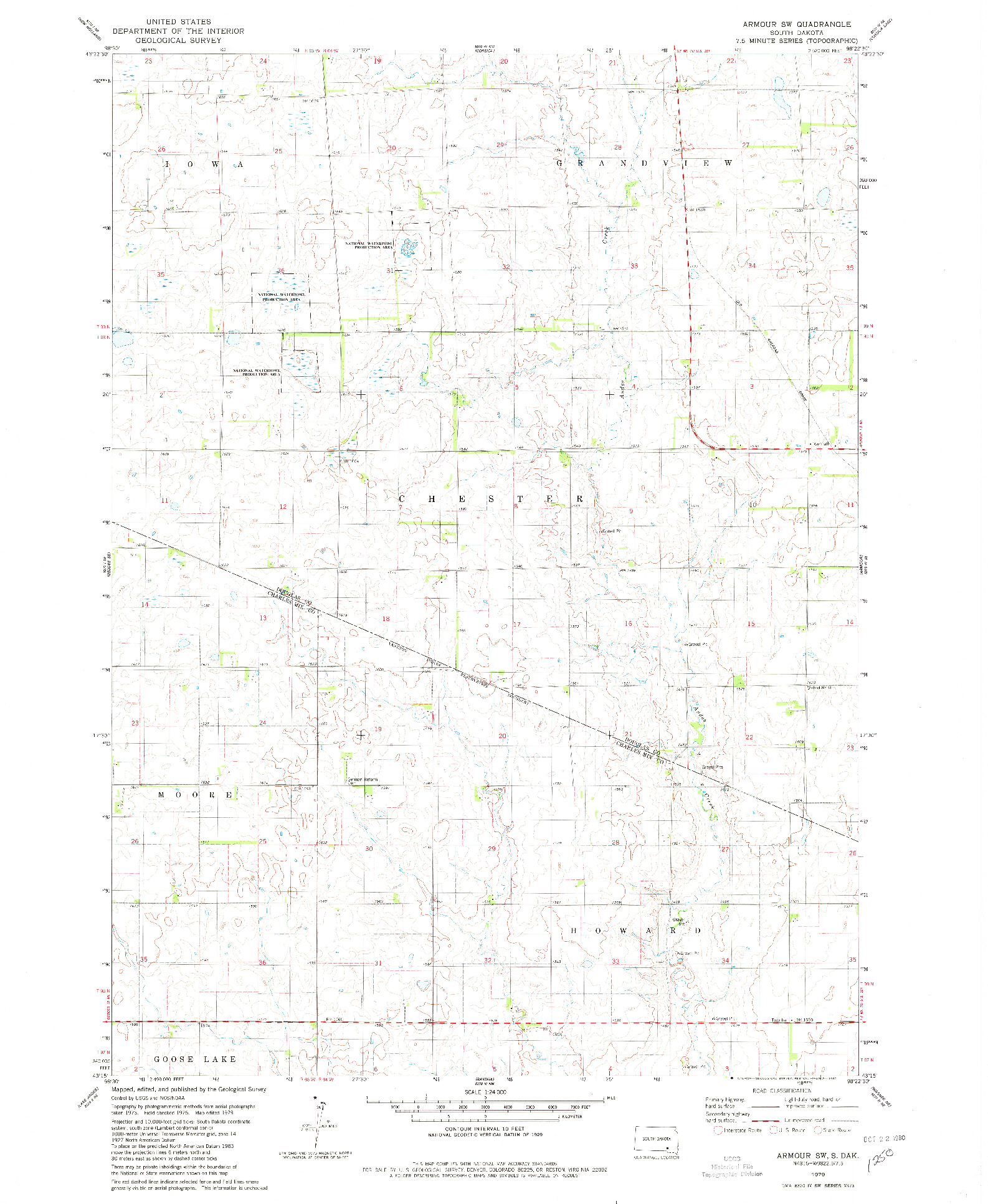 USGS 1:24000-SCALE QUADRANGLE FOR ARMOUR SW, SD 1979