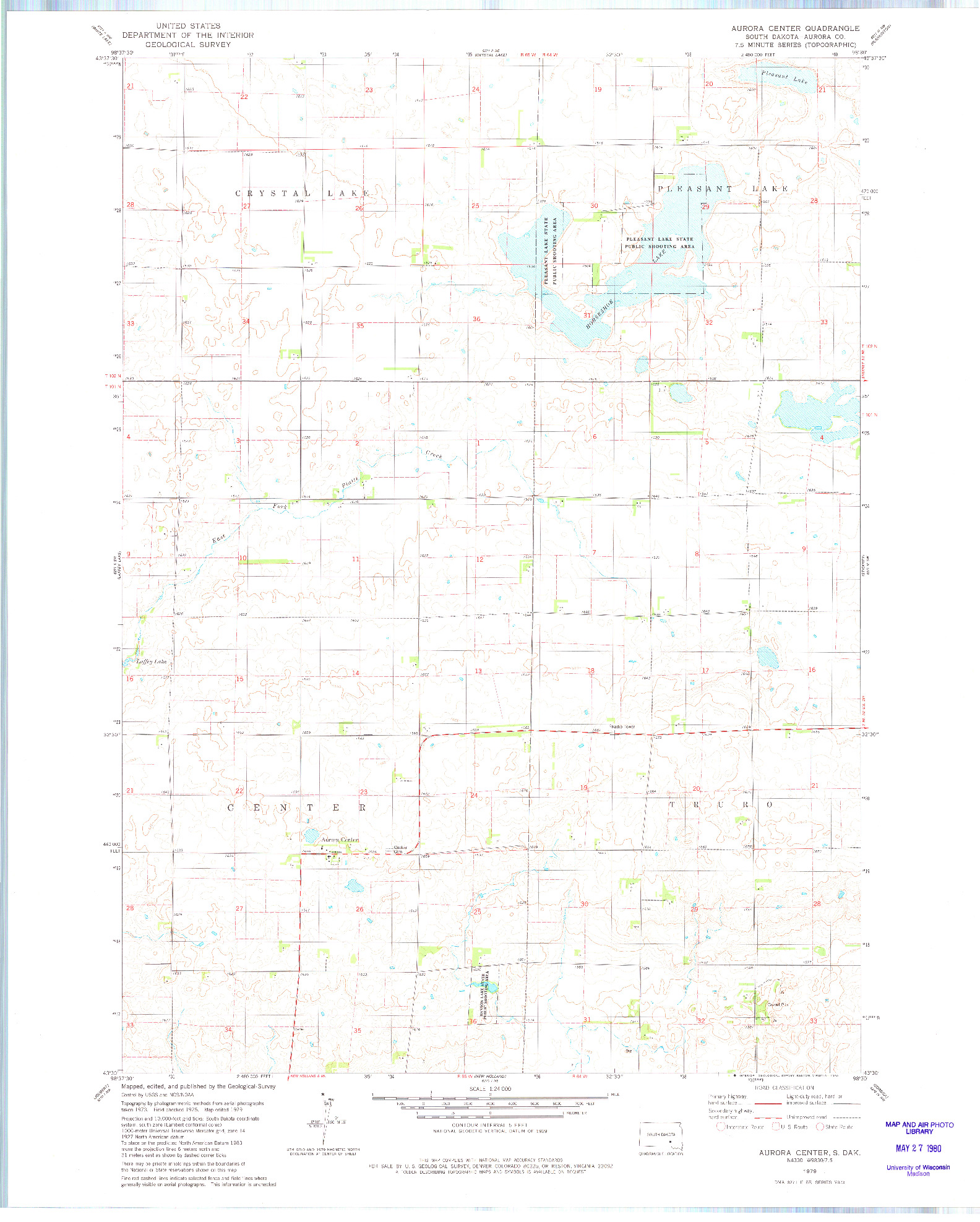 USGS 1:24000-SCALE QUADRANGLE FOR AURORA CENTER, SD 1979