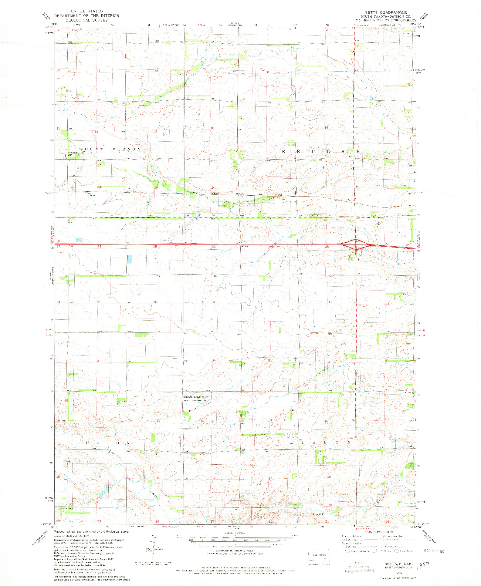 USGS 1:24000-SCALE QUADRANGLE FOR BETTS, SD 1980