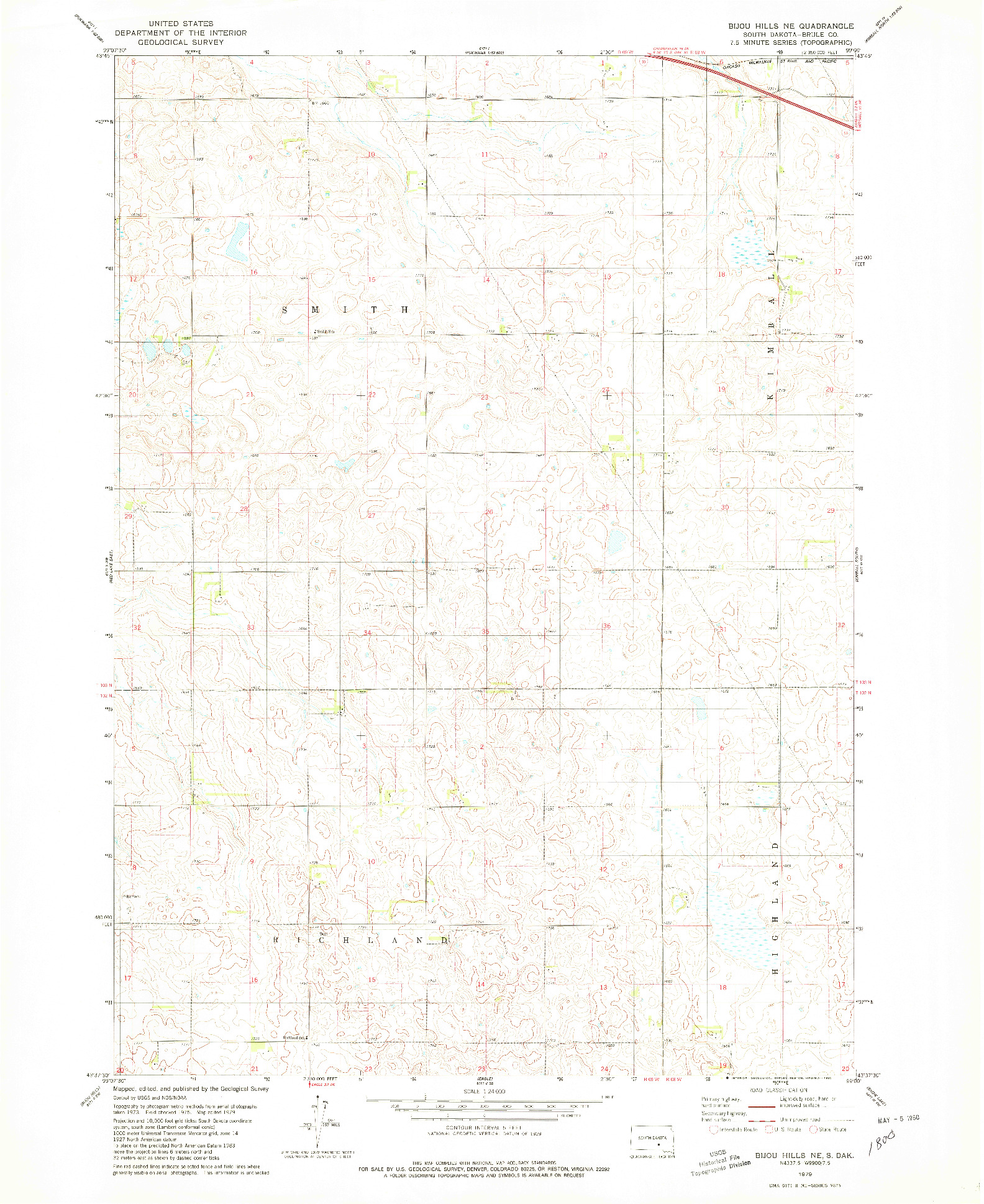 USGS 1:24000-SCALE QUADRANGLE FOR BIJOU HILLS NE, SD 1979