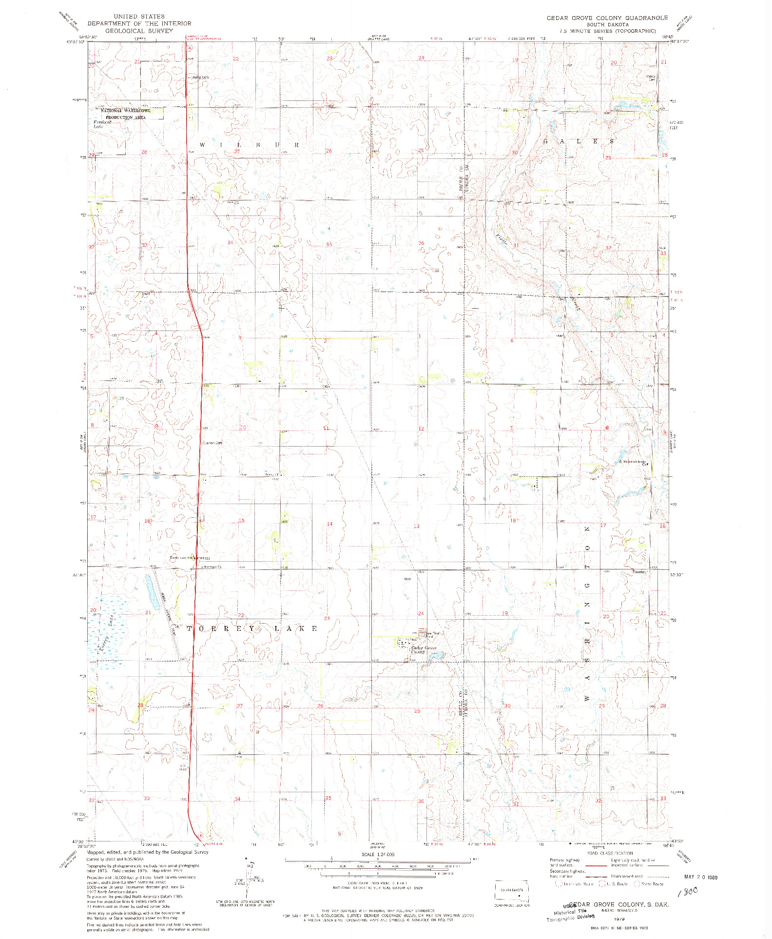 USGS 1:24000-SCALE QUADRANGLE FOR CEDAR GROVE COLONY, SD 1979