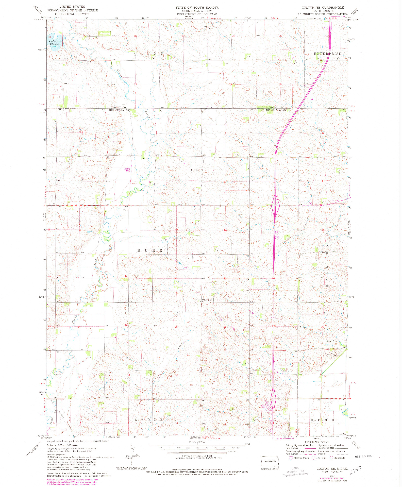 USGS 1:24000-SCALE QUADRANGLE FOR COLTON SE, SD 1962