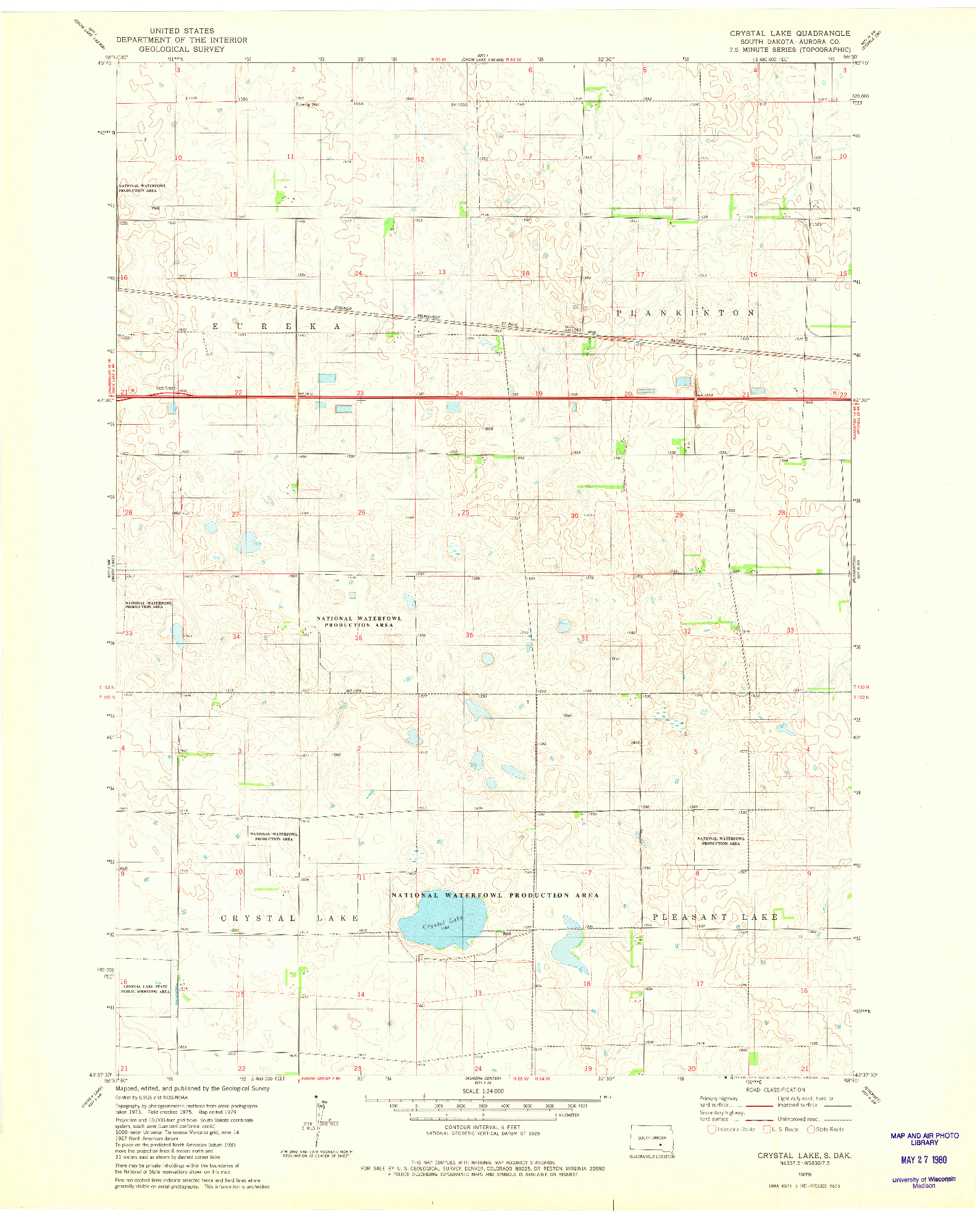 USGS 1:24000-SCALE QUADRANGLE FOR CRYSTAL LAKE, SD 1979