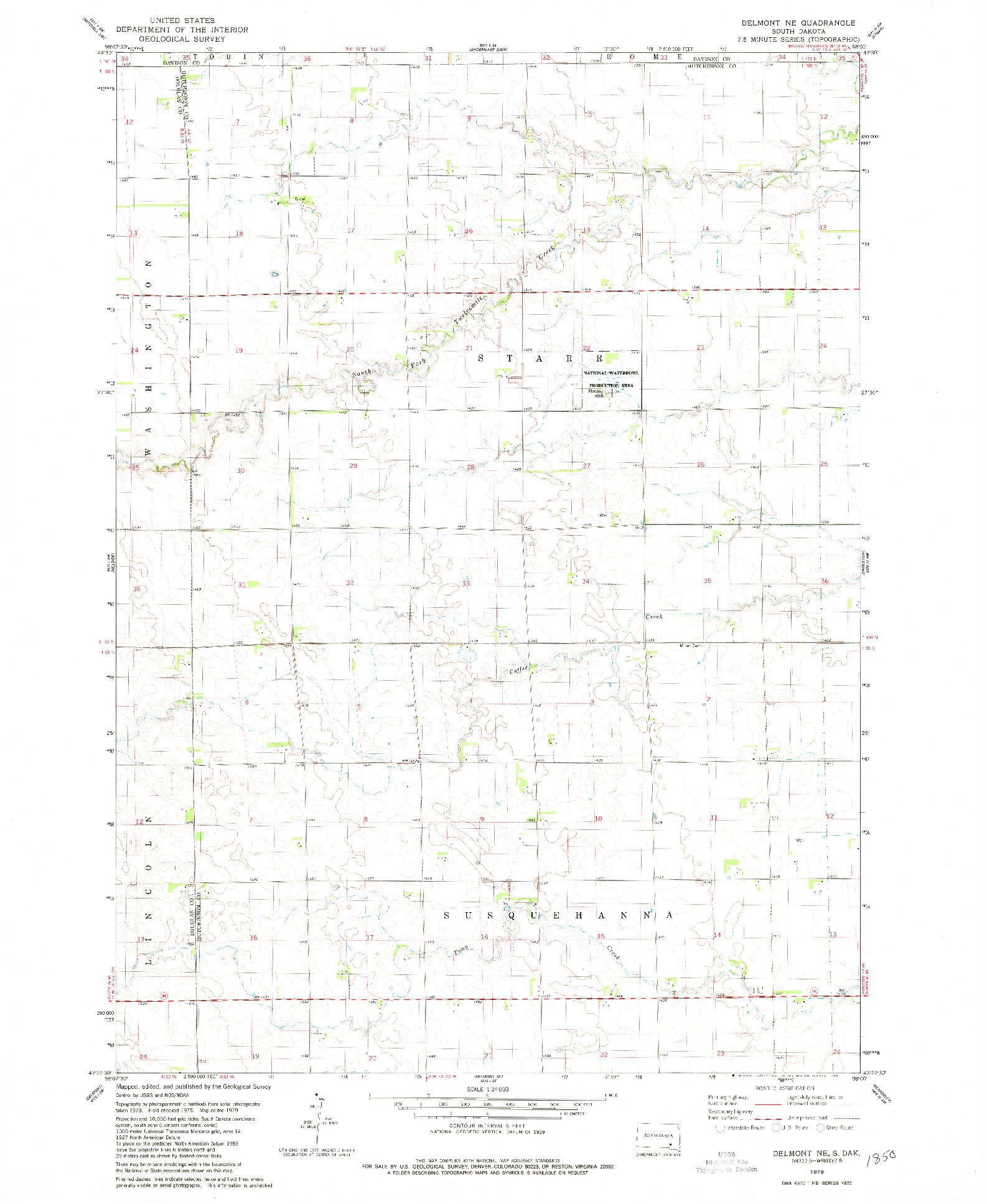 USGS 1:24000-SCALE QUADRANGLE FOR DELMONT NE, SD 1979