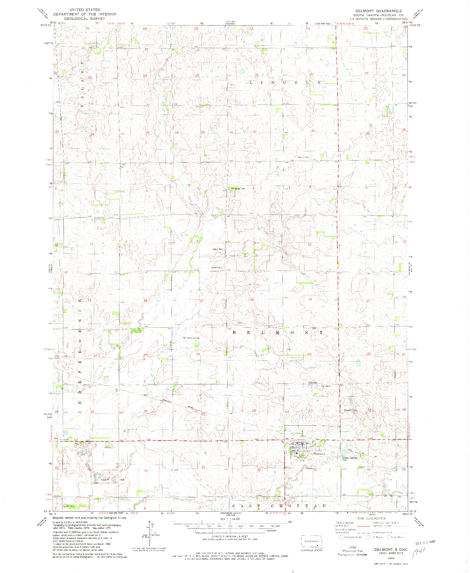 USGS 1:24000-SCALE QUADRANGLE FOR DELMONT, SD 1979
