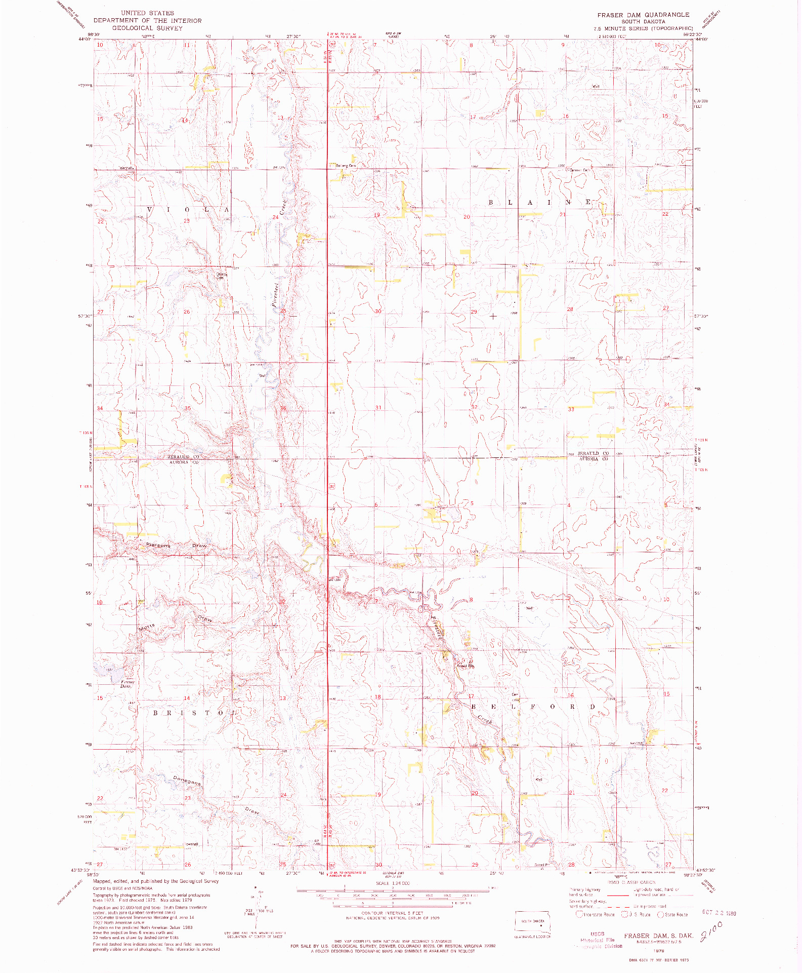 USGS 1:24000-SCALE QUADRANGLE FOR FRASER DAM, SD 1979