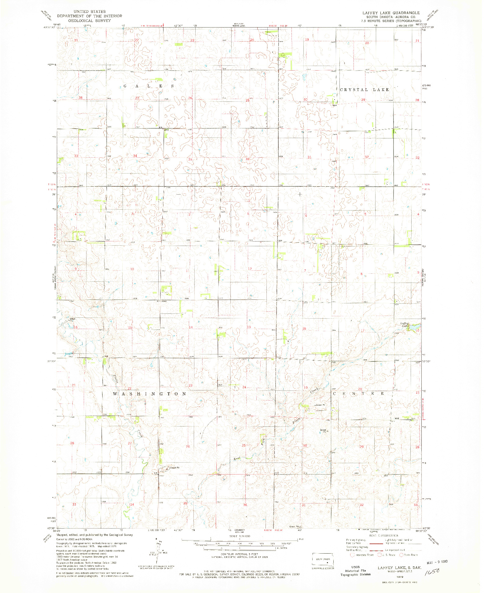 USGS 1:24000-SCALE QUADRANGLE FOR LAFFEY LAKE, SD 1979