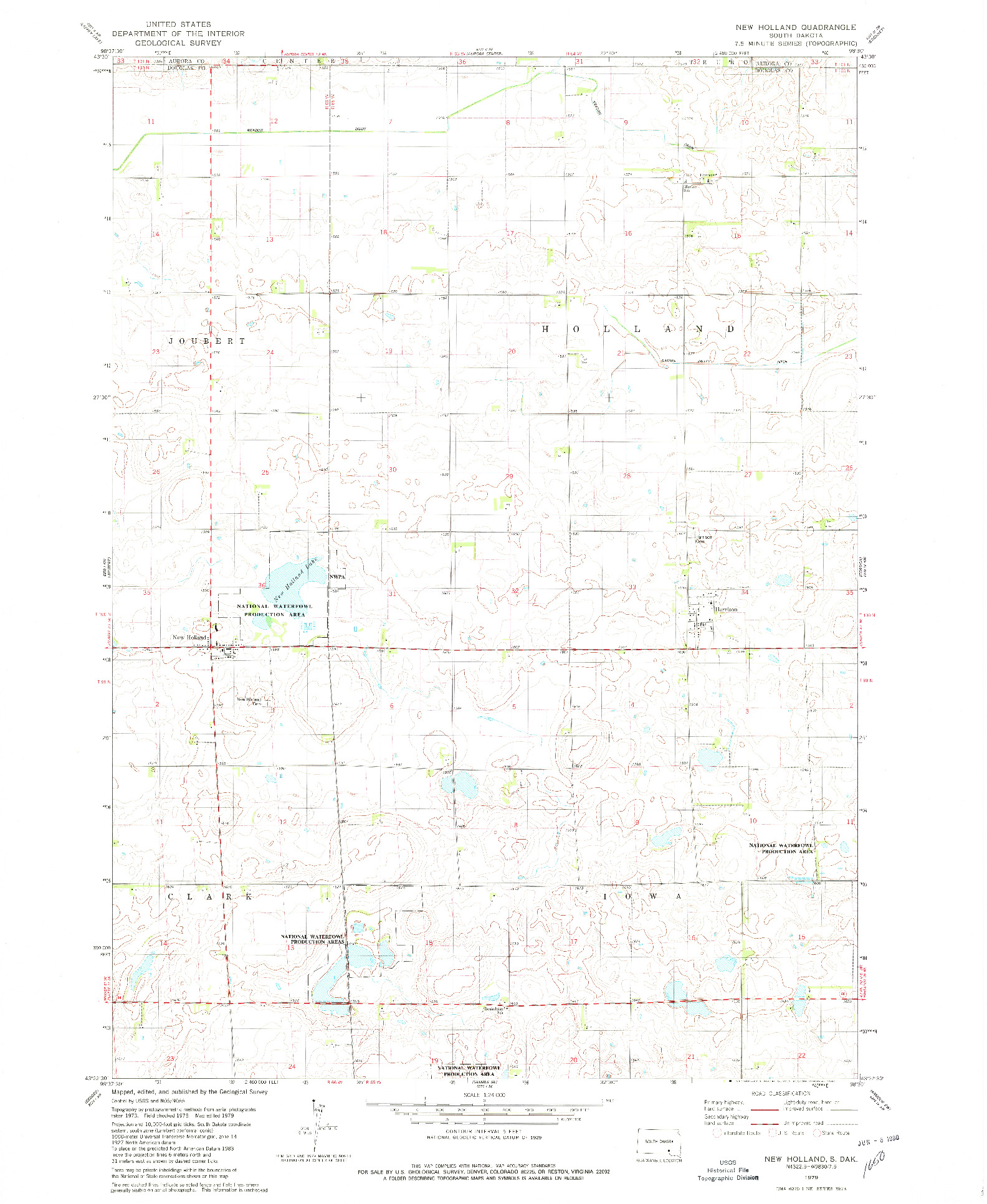 USGS 1:24000-SCALE QUADRANGLE FOR NEW HOLLAND, SD 1979