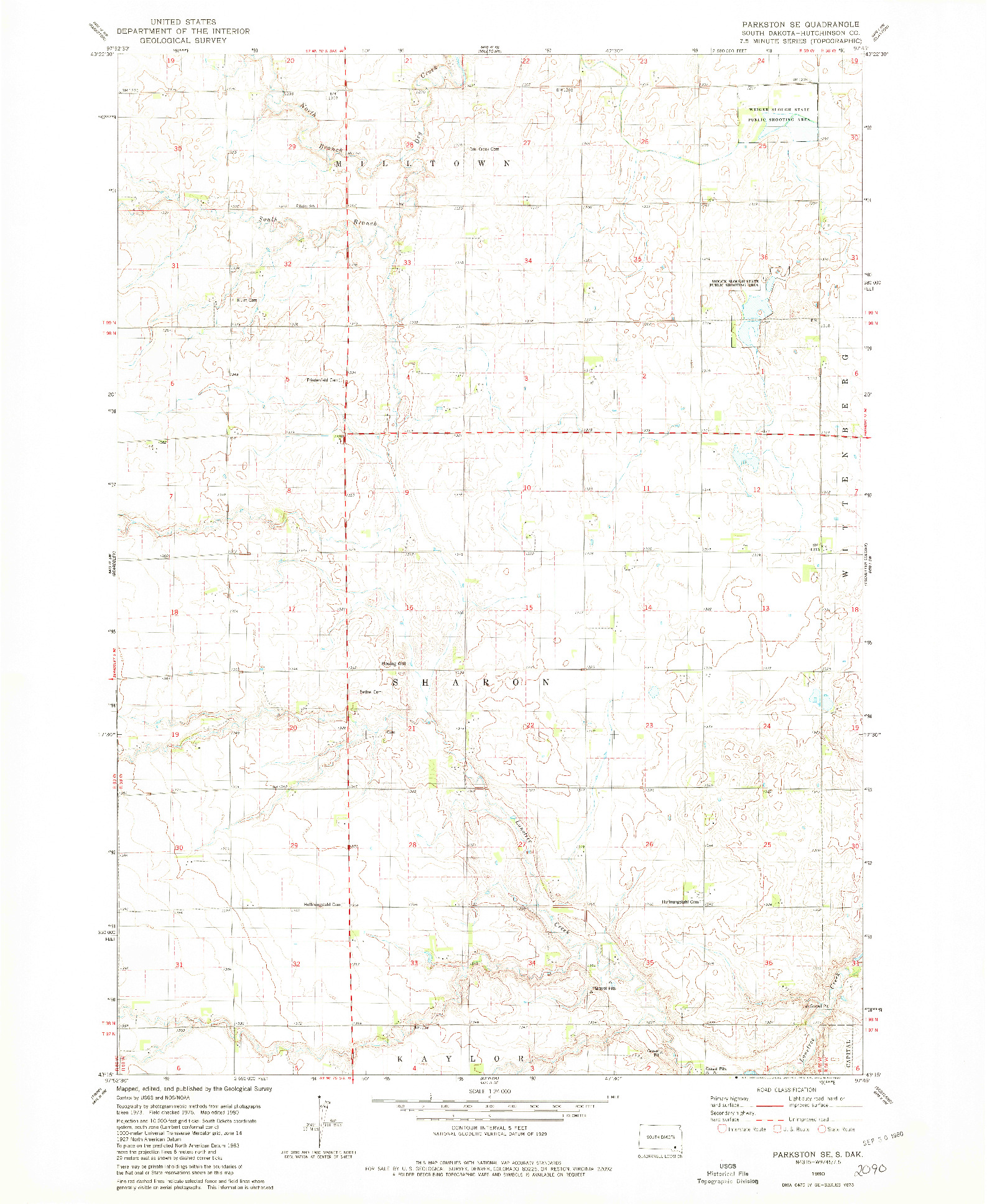 USGS 1:24000-SCALE QUADRANGLE FOR PARKSTON SE, SD 1980