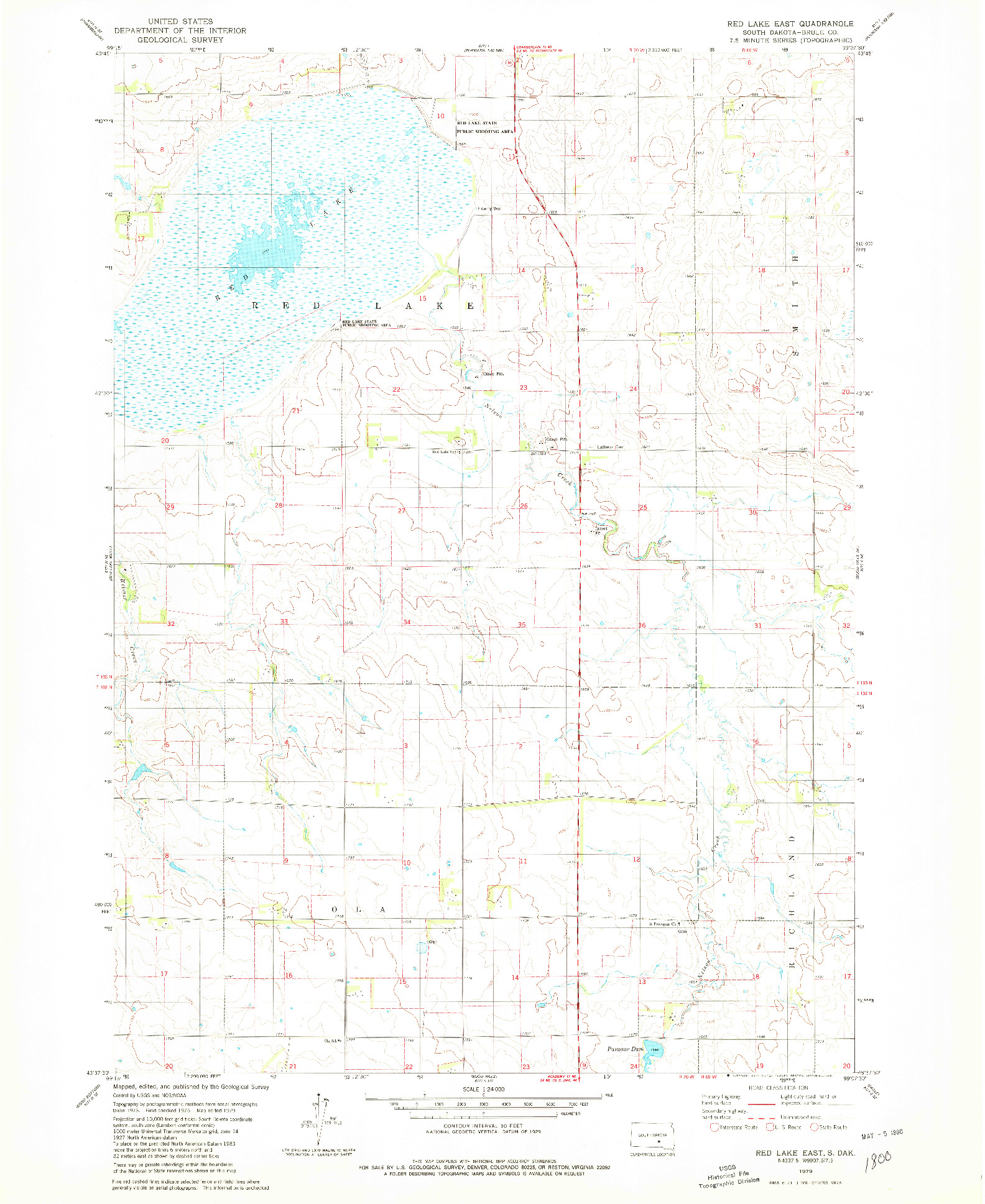 USGS 1:24000-SCALE QUADRANGLE FOR RED LAKE EAST, SD 1979