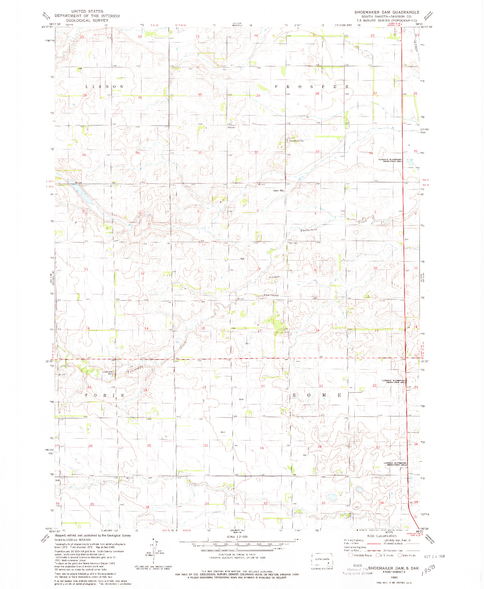 USGS 1:24000-SCALE QUADRANGLE FOR SHOEMAKER DAM, SD 1980