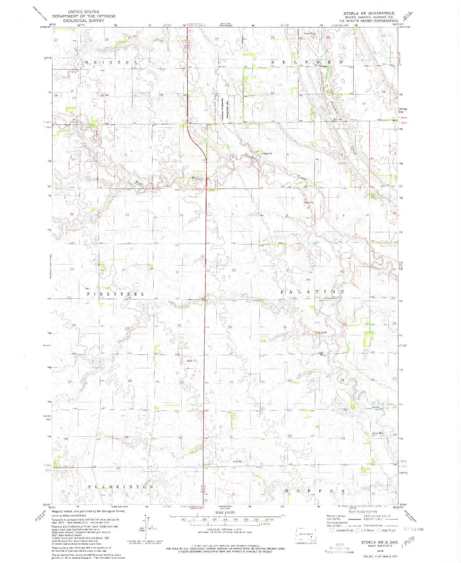 USGS 1:24000-SCALE QUADRANGLE FOR STORLA SW, SD 1979