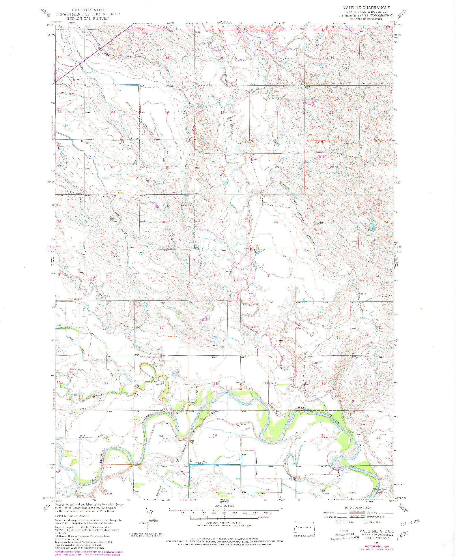 USGS 1:24000-SCALE QUADRANGLE FOR VALE NE, SD 1951