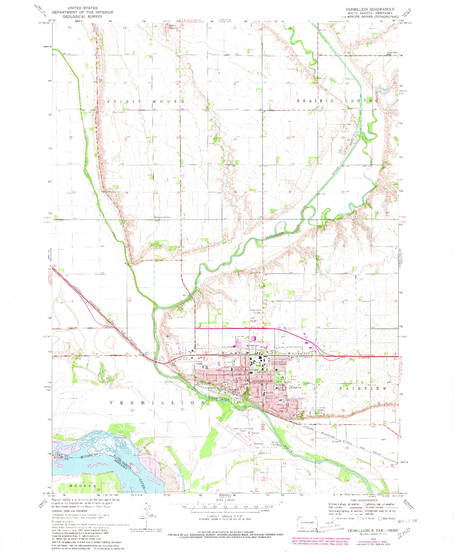 USGS 1:24000-SCALE QUADRANGLE FOR VERMILLION, SD 1969