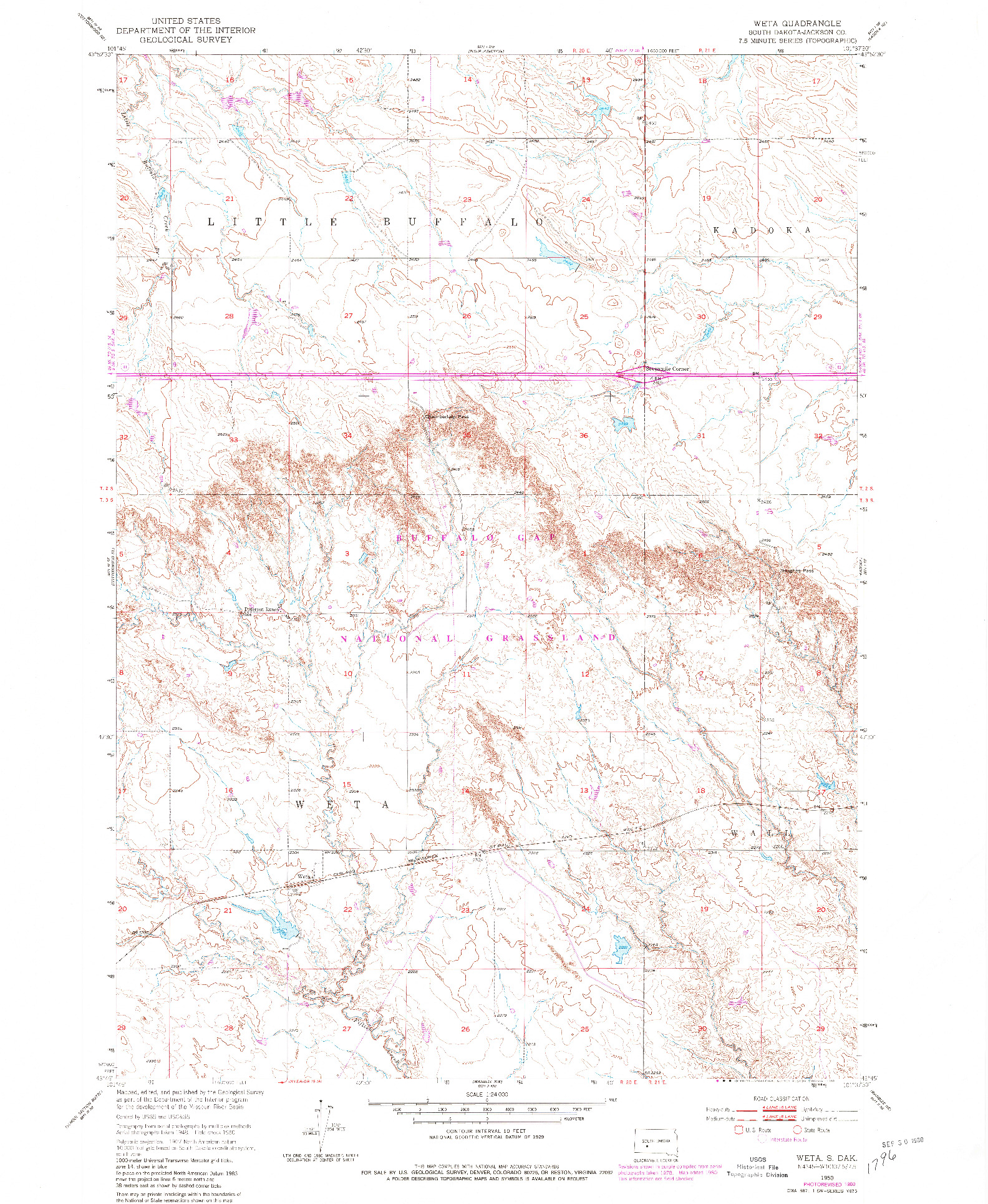 USGS 1:24000-SCALE QUADRANGLE FOR WETA, SD 1950