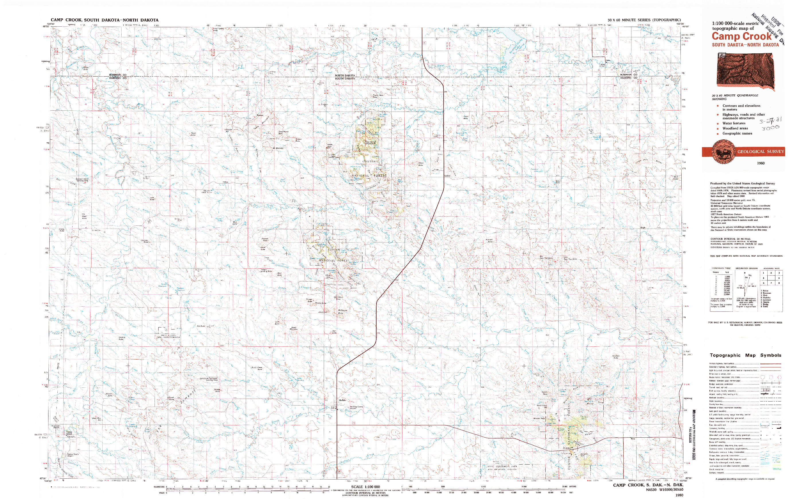USGS 1:100000-SCALE QUADRANGLE FOR CAMP CROOK, SD 1980