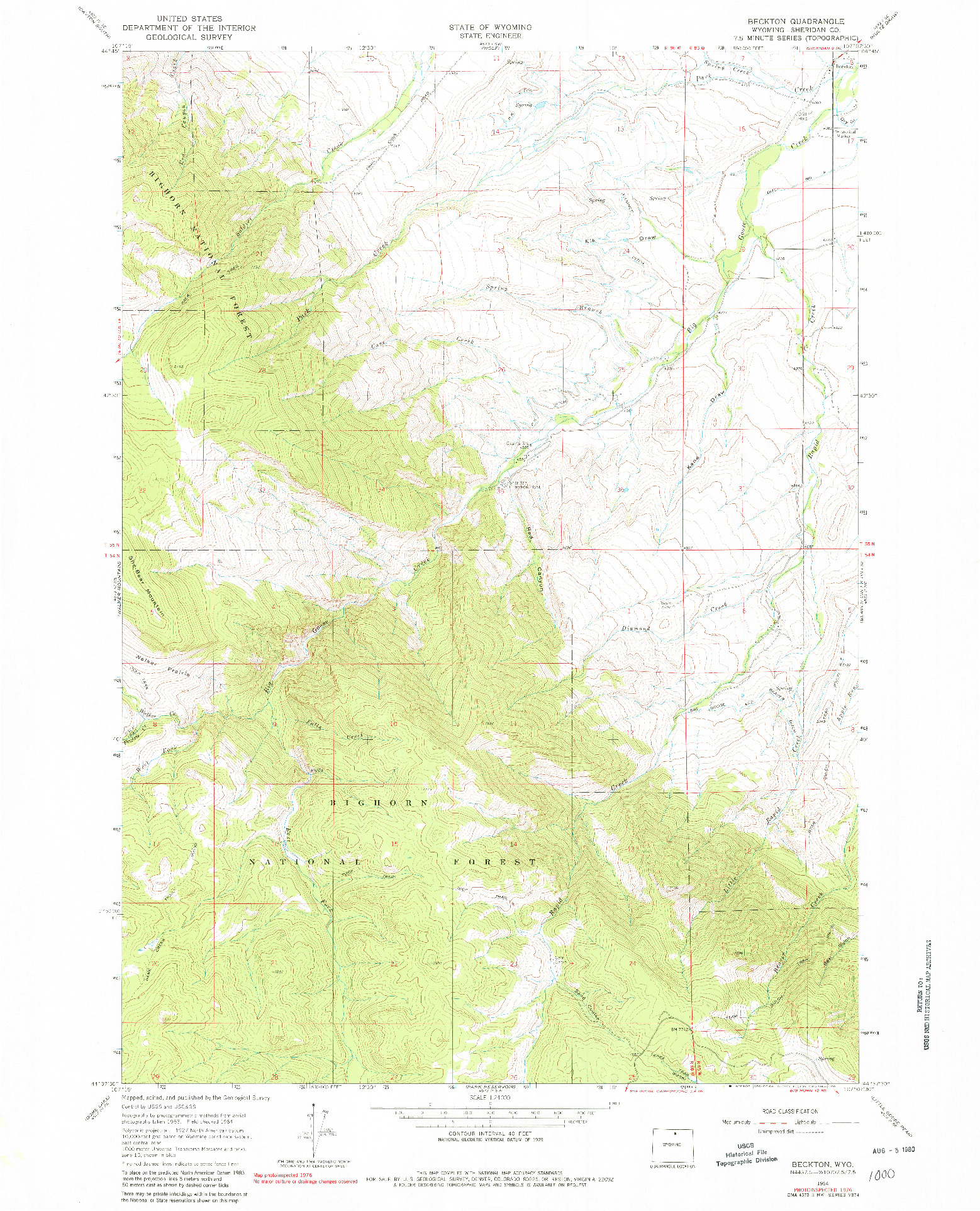 USGS 1:24000-SCALE QUADRANGLE FOR BECKTON, WY 1964