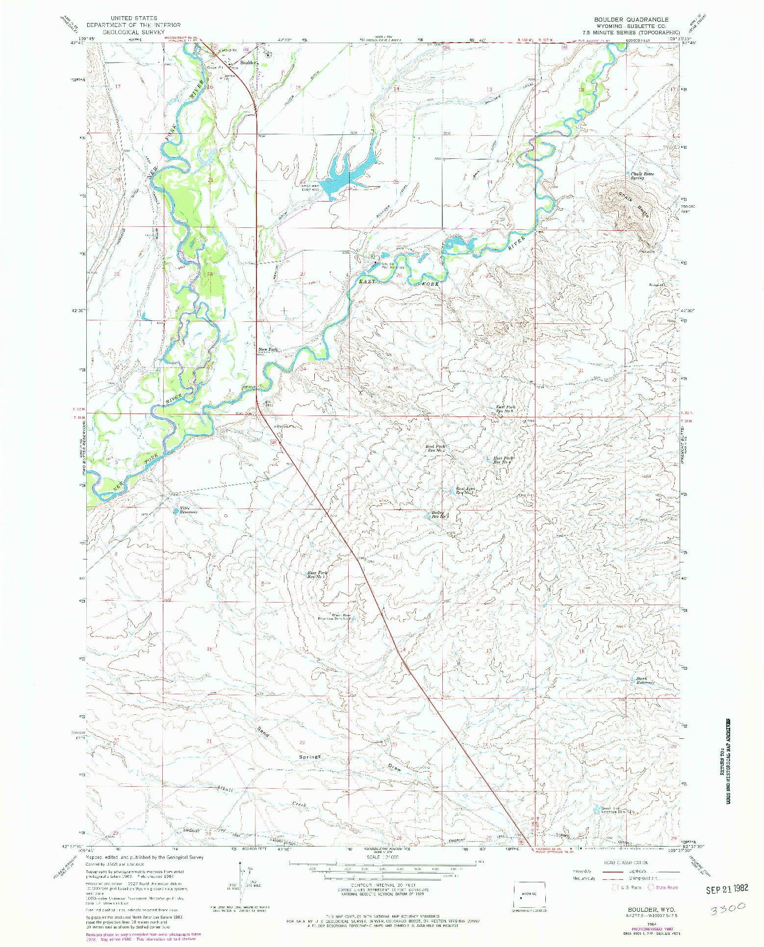 USGS 1:24000-SCALE QUADRANGLE FOR BOULDER, WY 1964
