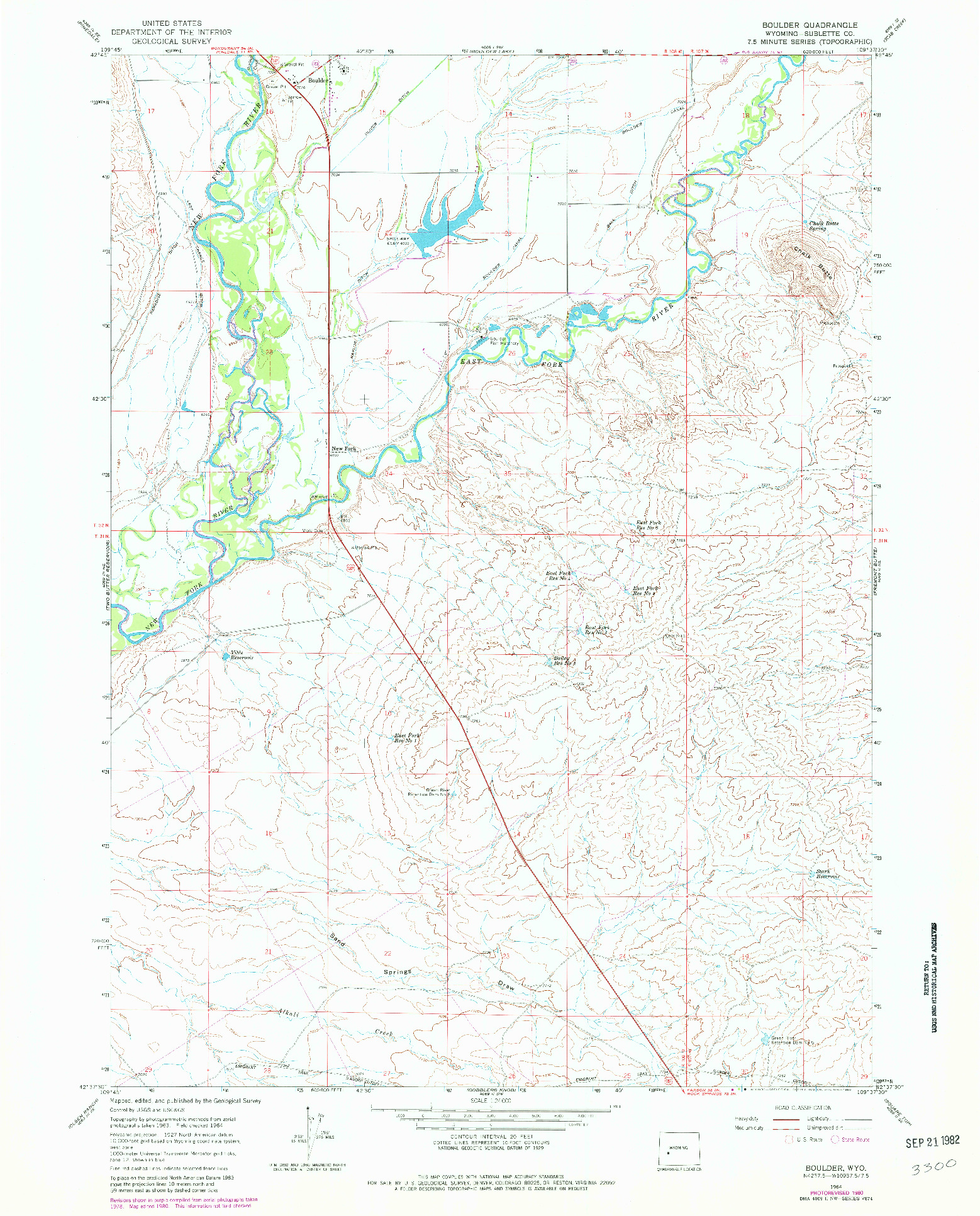 USGS 1:24000-SCALE QUADRANGLE FOR BOULDER, WY 1964