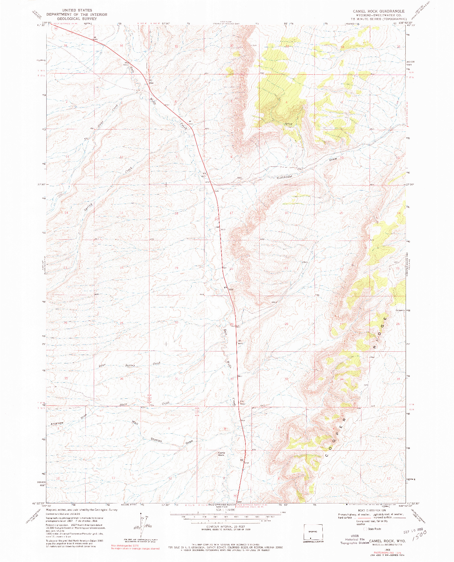 USGS 1:24000-SCALE QUADRANGLE FOR CAMEL ROCK, WY 1968