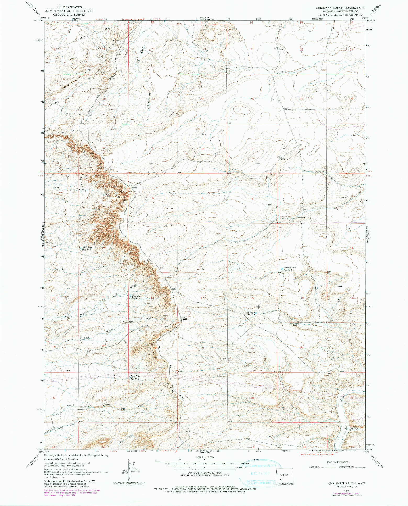 USGS 1:24000-SCALE QUADRANGLE FOR CHRISMAN RANCH, WY 1963