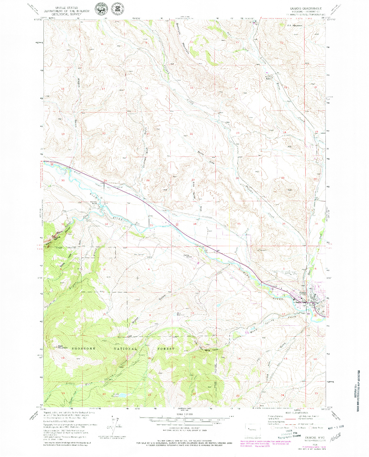 USGS 1:24000-SCALE QUADRANGLE FOR DUBOIS, WY 1956