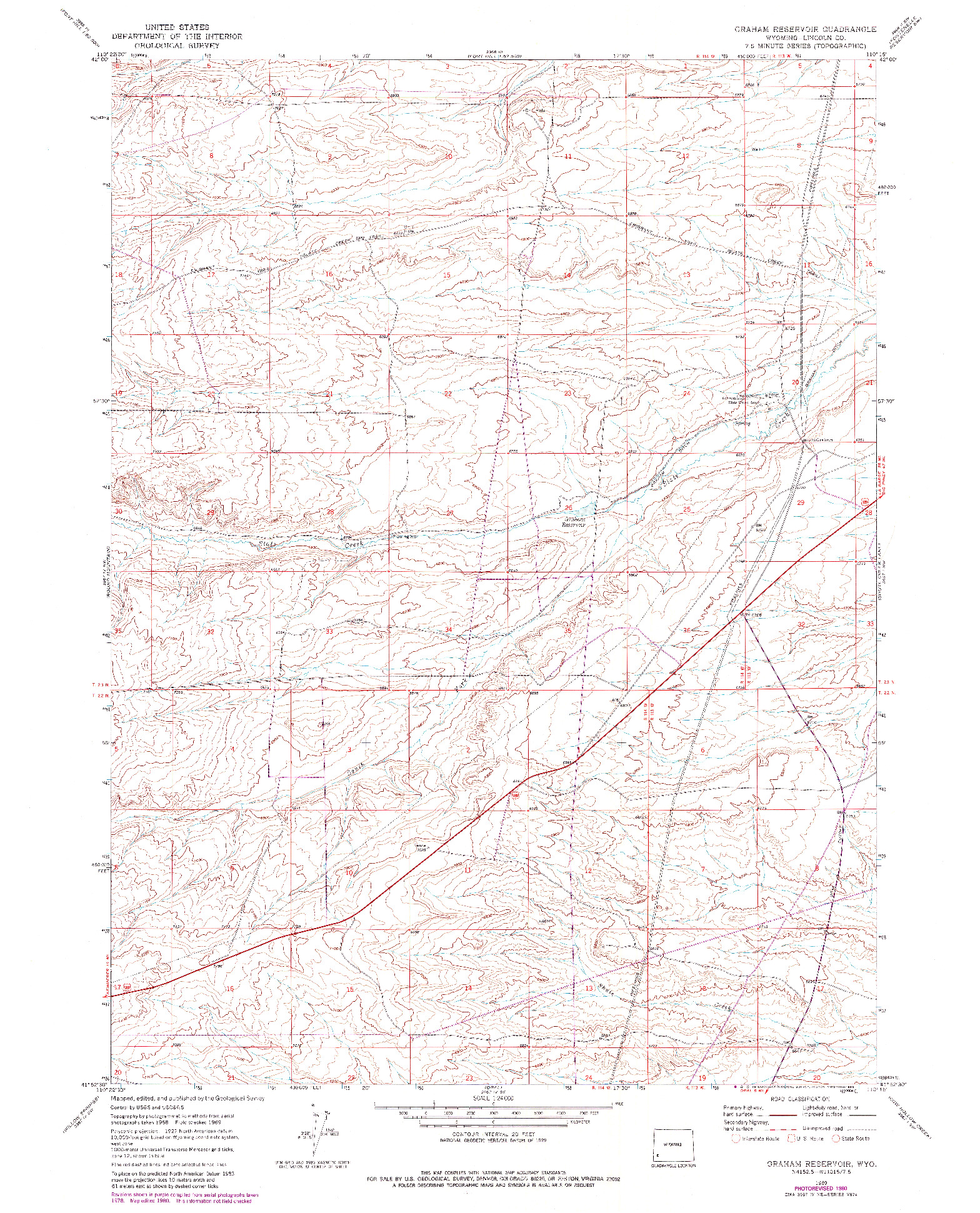 USGS 1:24000-SCALE QUADRANGLE FOR GRAHAM RESERVOIR, WY 1969