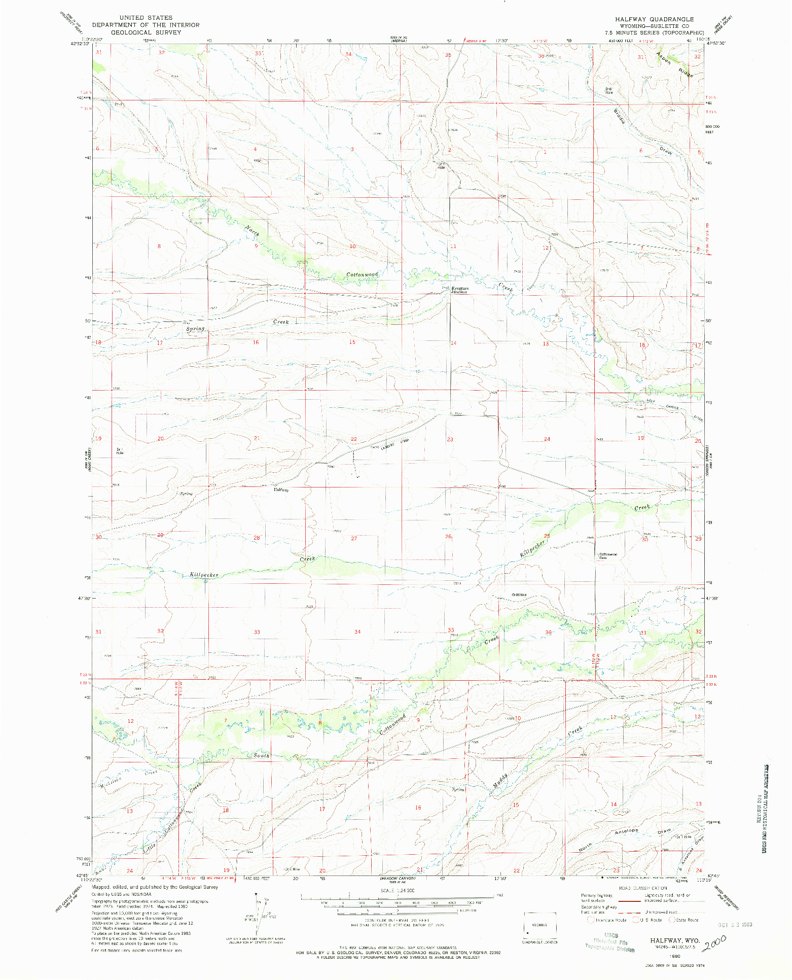 USGS 1:24000-SCALE QUADRANGLE FOR HALFWAY, WY 1980