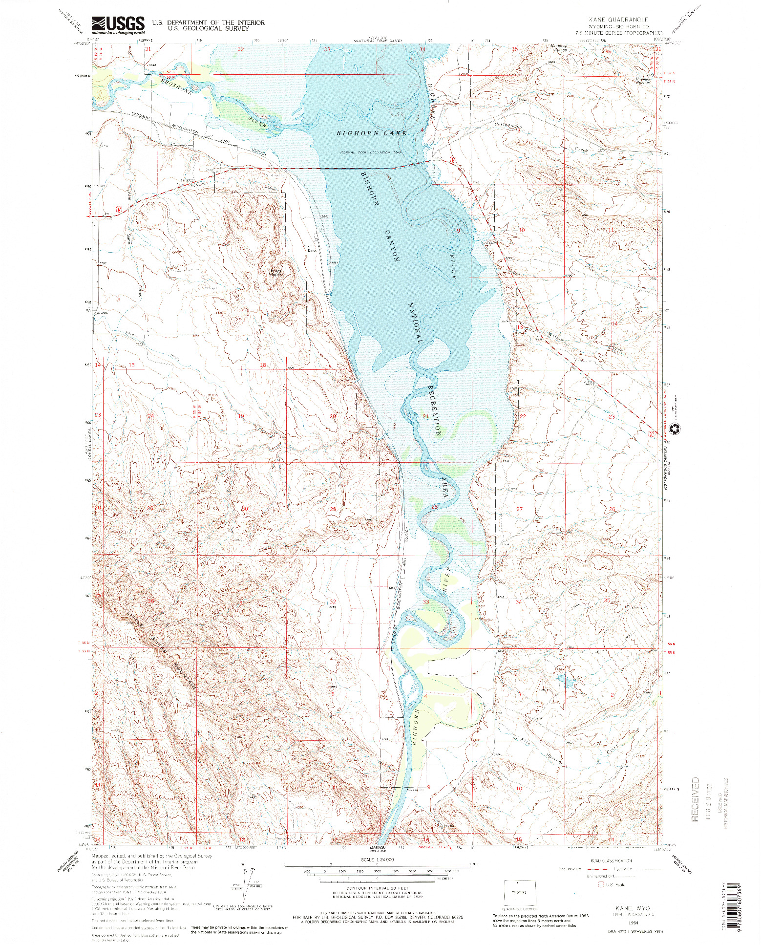 USGS 1:24000-SCALE QUADRANGLE FOR KANE, WY 1964