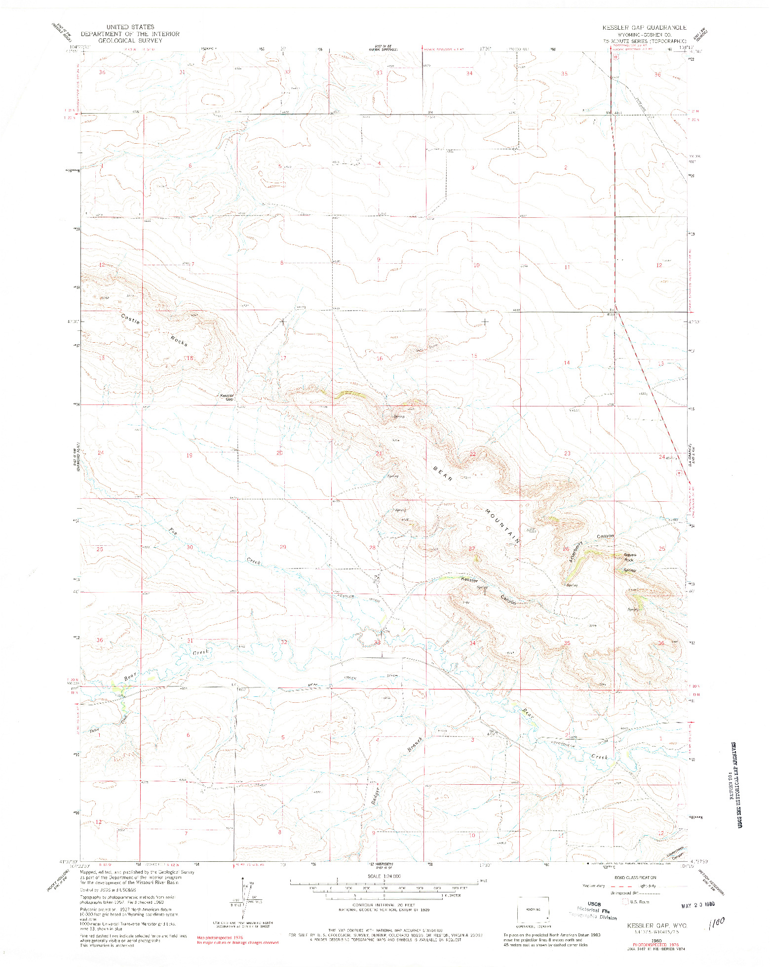 USGS 1:24000-SCALE QUADRANGLE FOR KESSLER GAP, WY 1960