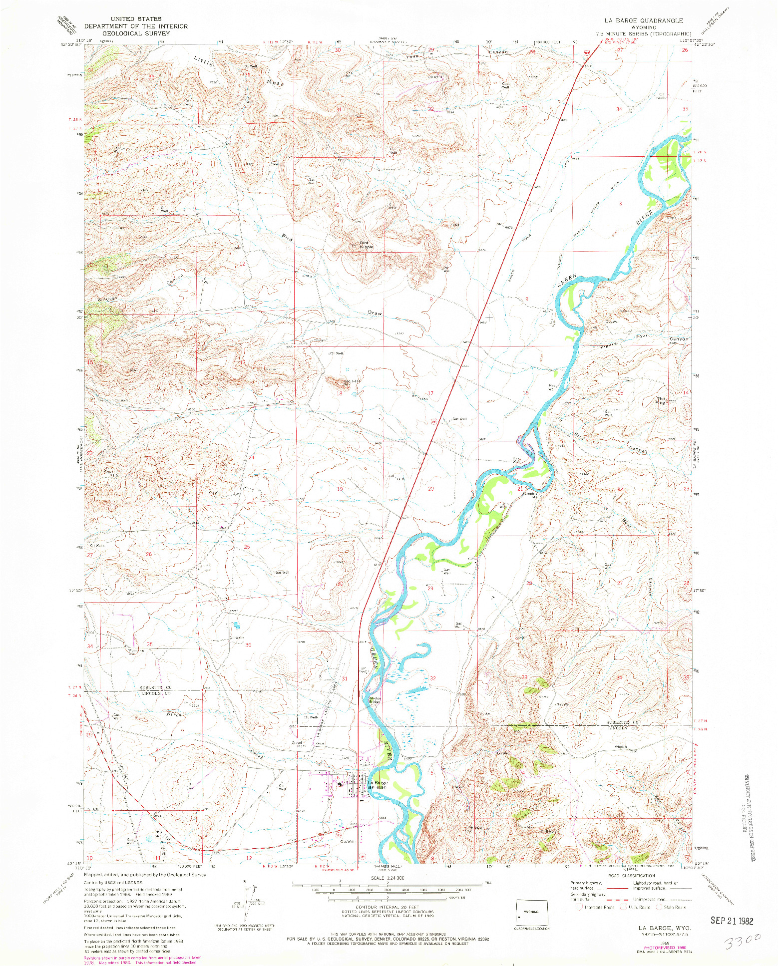 USGS 1:24000-SCALE QUADRANGLE FOR LA BARGE, WY 1969