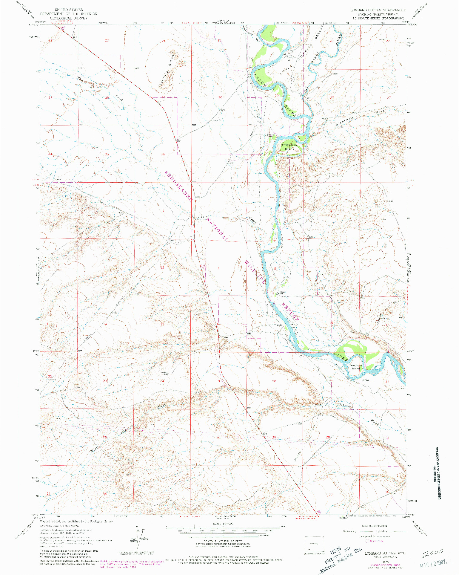 USGS 1:24000-SCALE QUADRANGLE FOR LOMBARD BUTTES, WY 1963