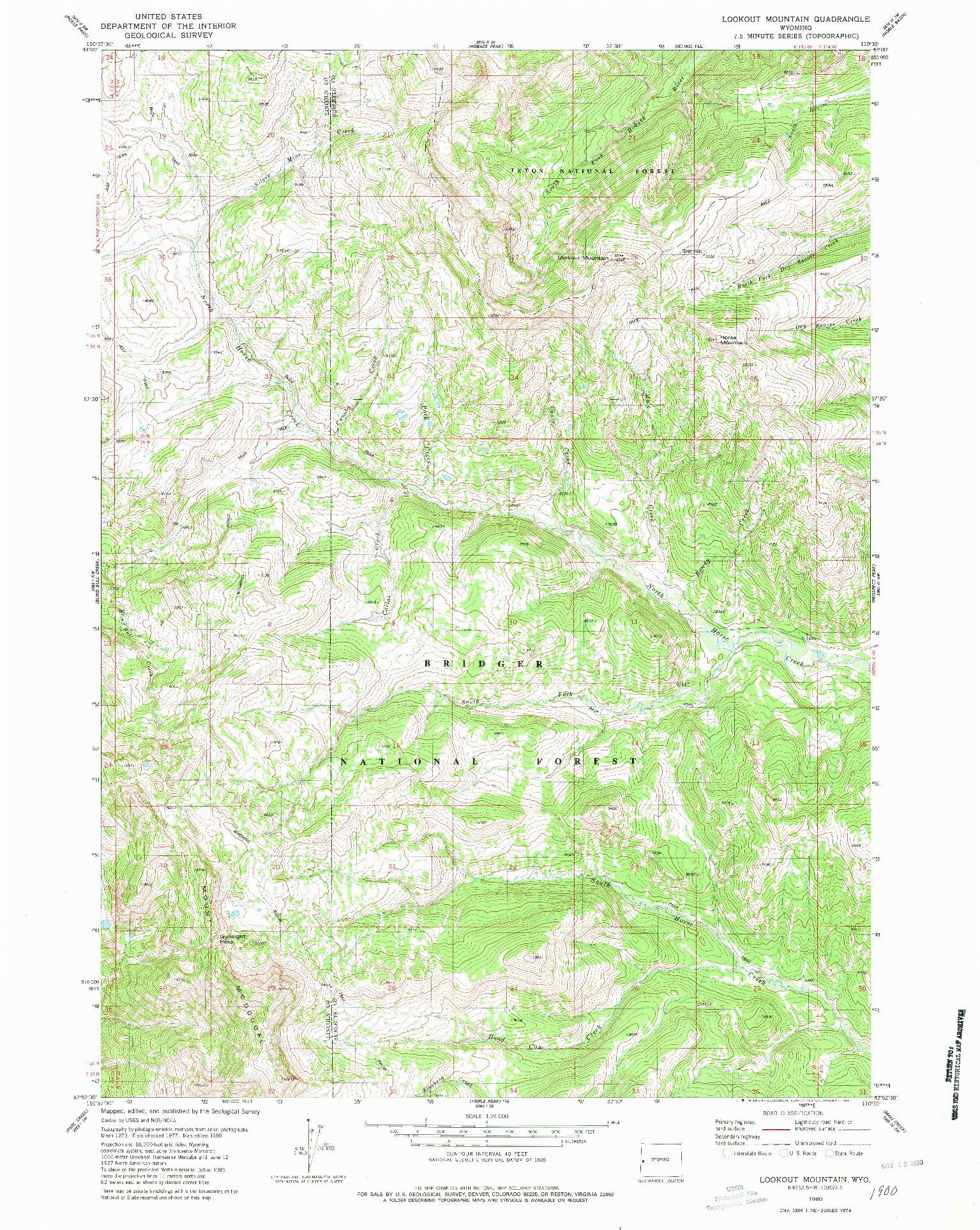 USGS 1:24000-SCALE QUADRANGLE FOR LOOKOUT MOUNTAIN, WY 1980