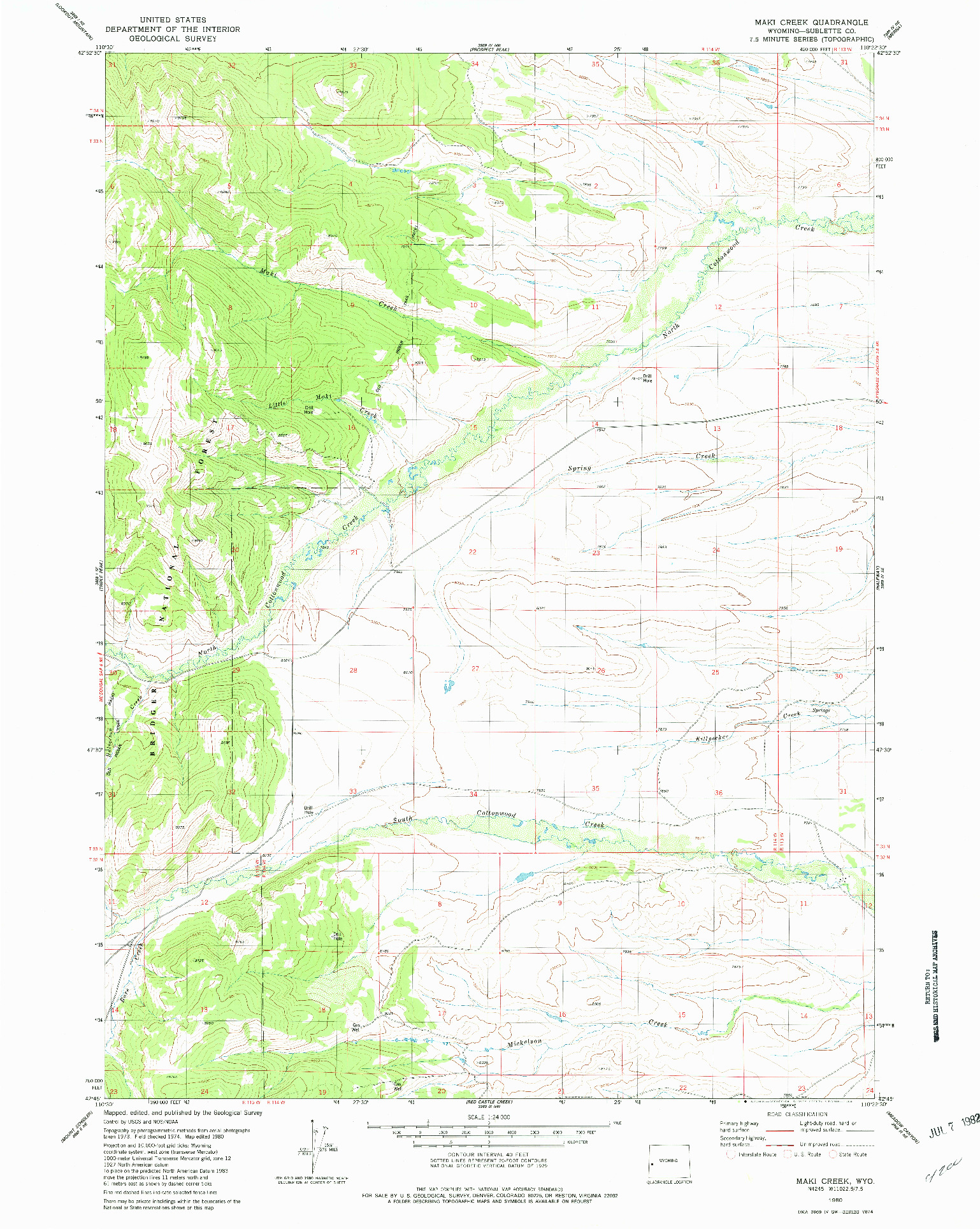 USGS 1:24000-SCALE QUADRANGLE FOR MAKI CREEK, WY 1980