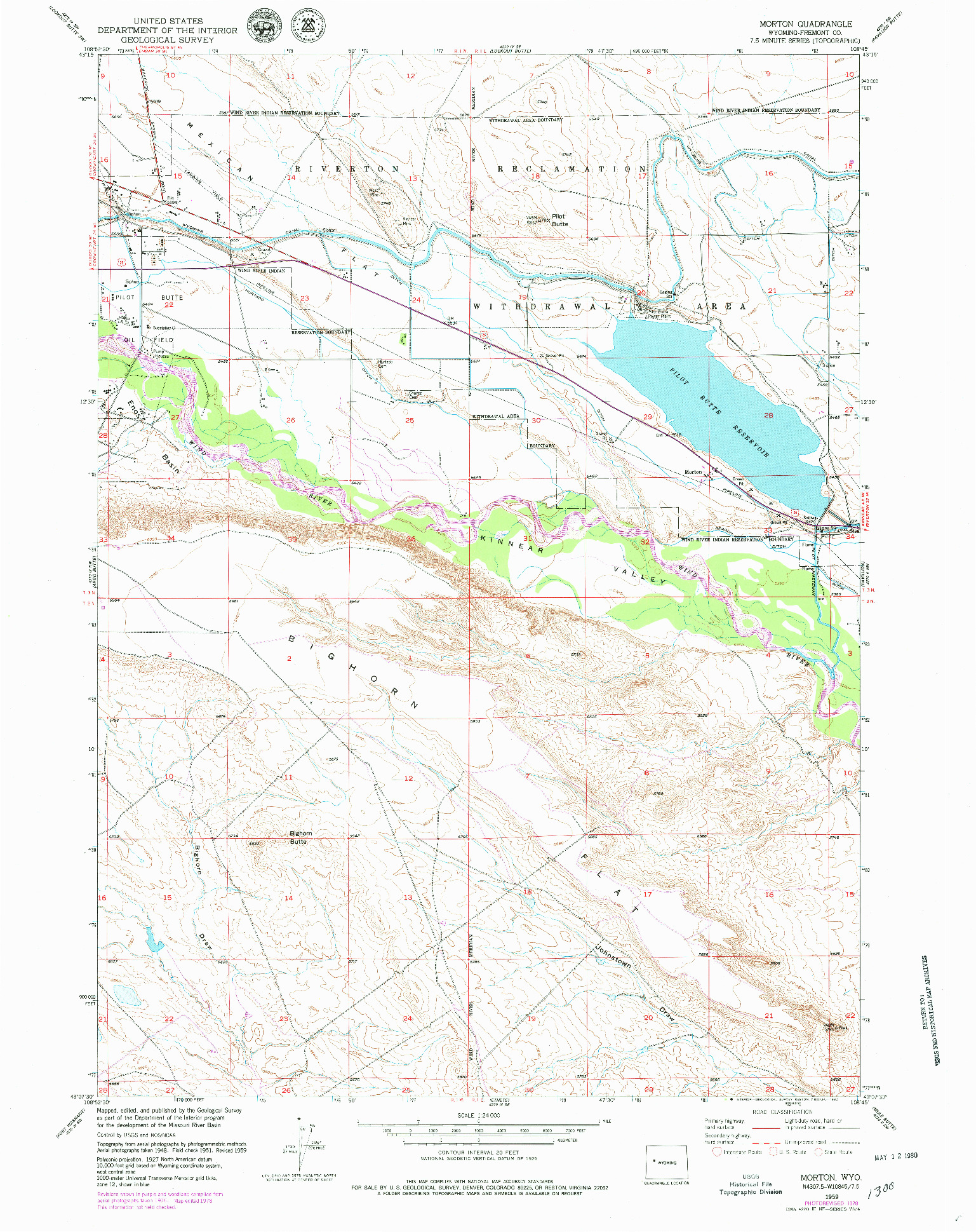 USGS 1:24000-SCALE QUADRANGLE FOR MORTON, WY 1959