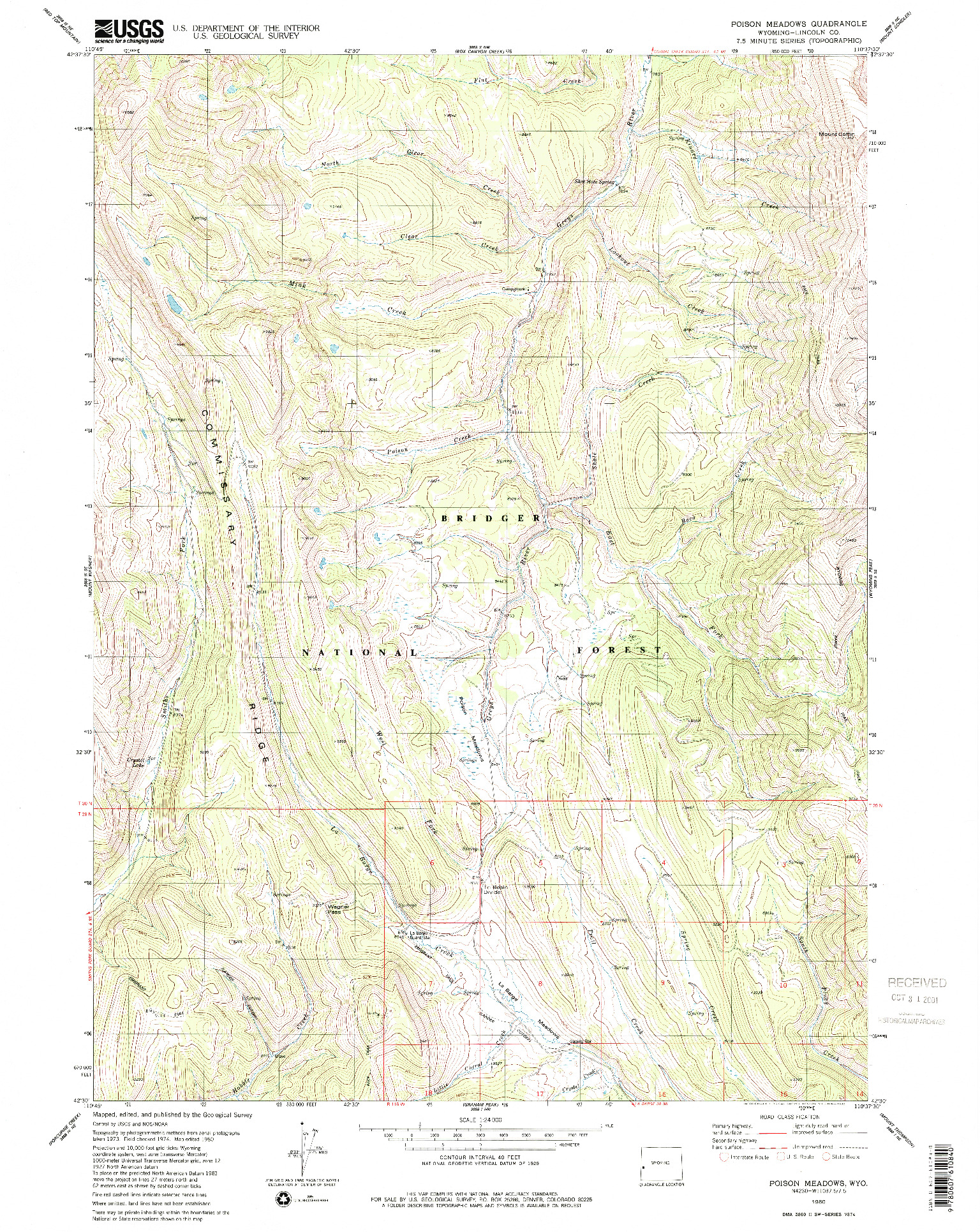 USGS 1:24000-SCALE QUADRANGLE FOR POISON MEADOWS, WY 1980