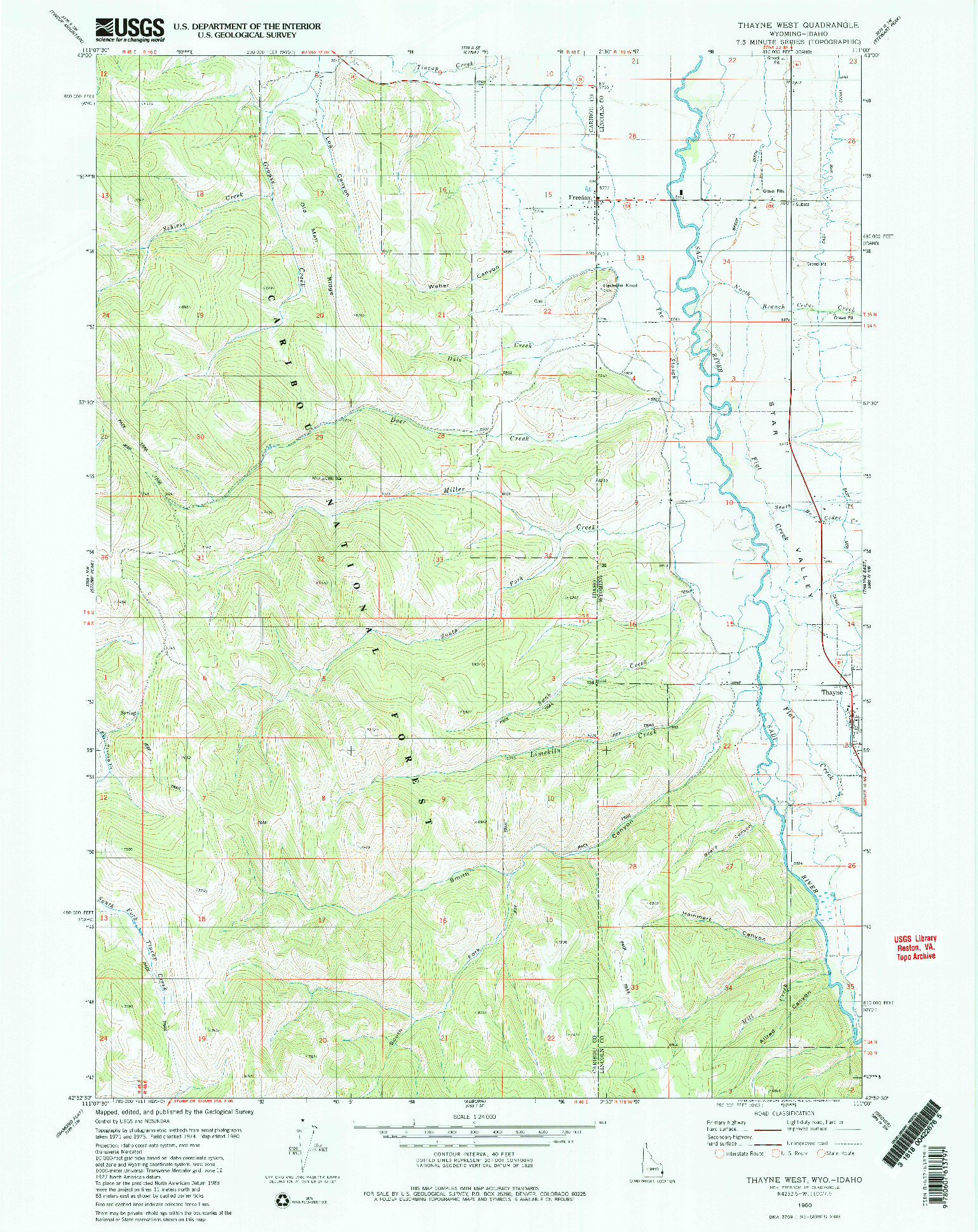 USGS 1:24000-SCALE QUADRANGLE FOR THAYNE WEST, WY 1980