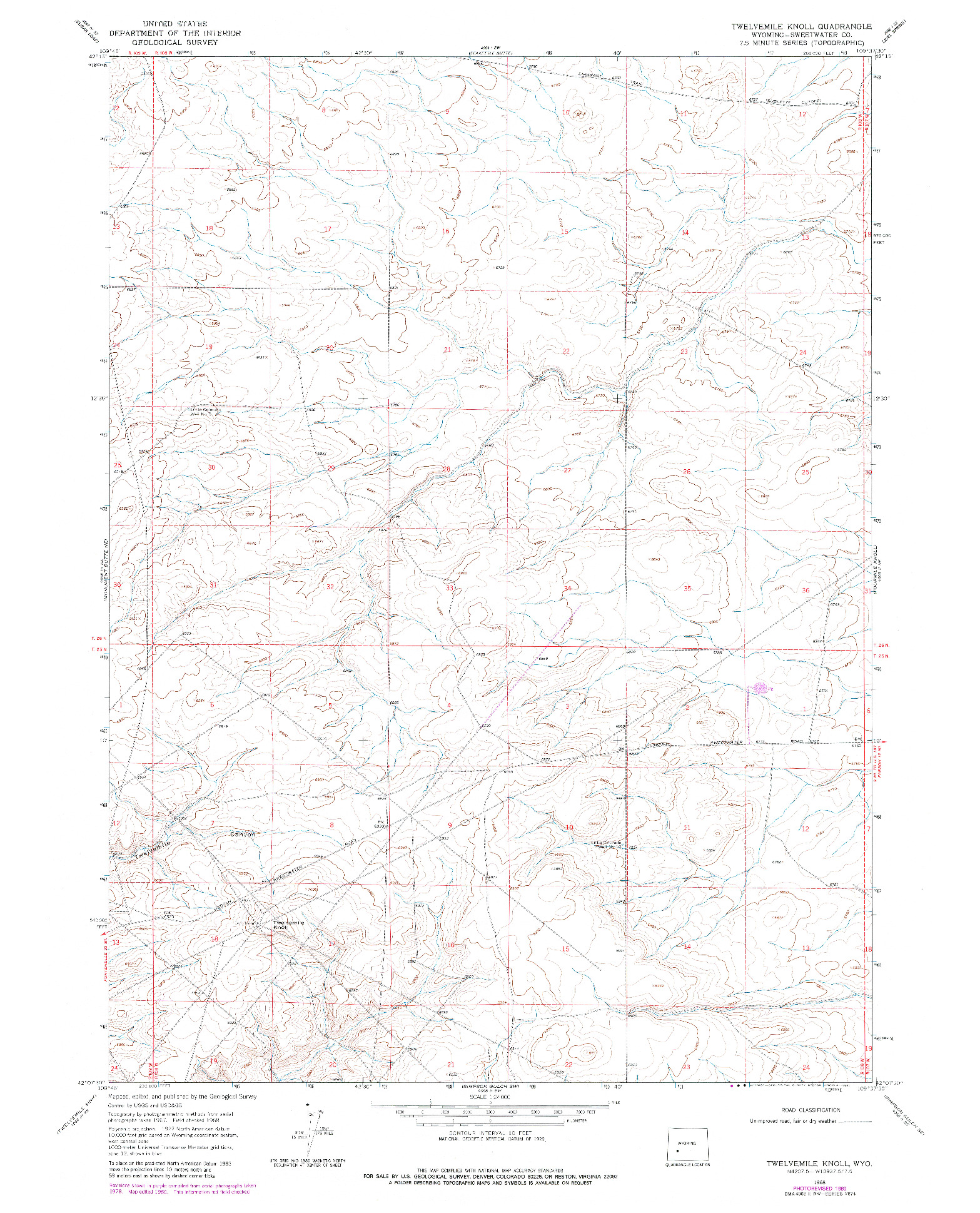 USGS 1:24000-SCALE QUADRANGLE FOR TWELVEMILE KNOLL, WY 1968