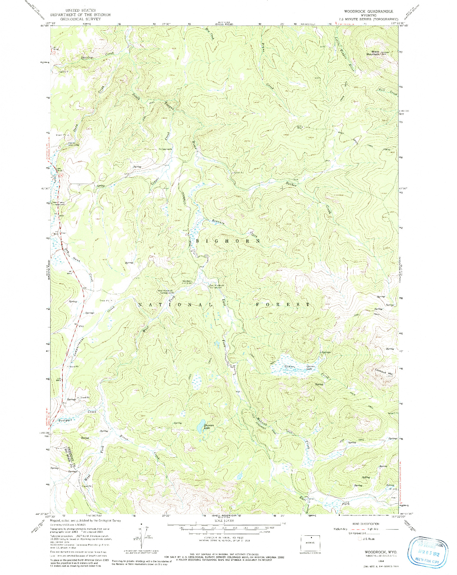 USGS 1:24000-SCALE QUADRANGLE FOR WOODROCK, WY 1964