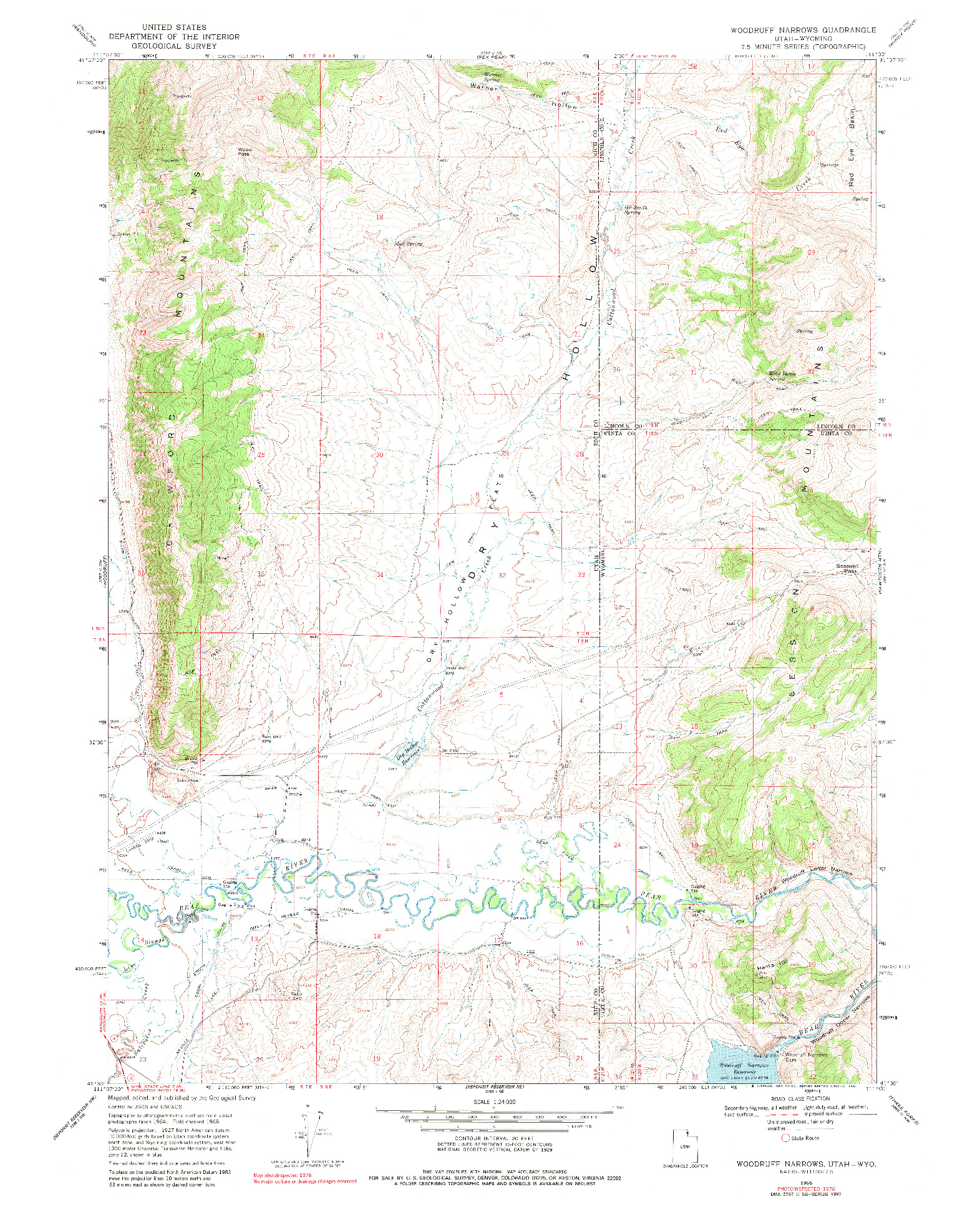 USGS 1:24000-SCALE QUADRANGLE FOR WOODRUFF NARROWS, WY 1968