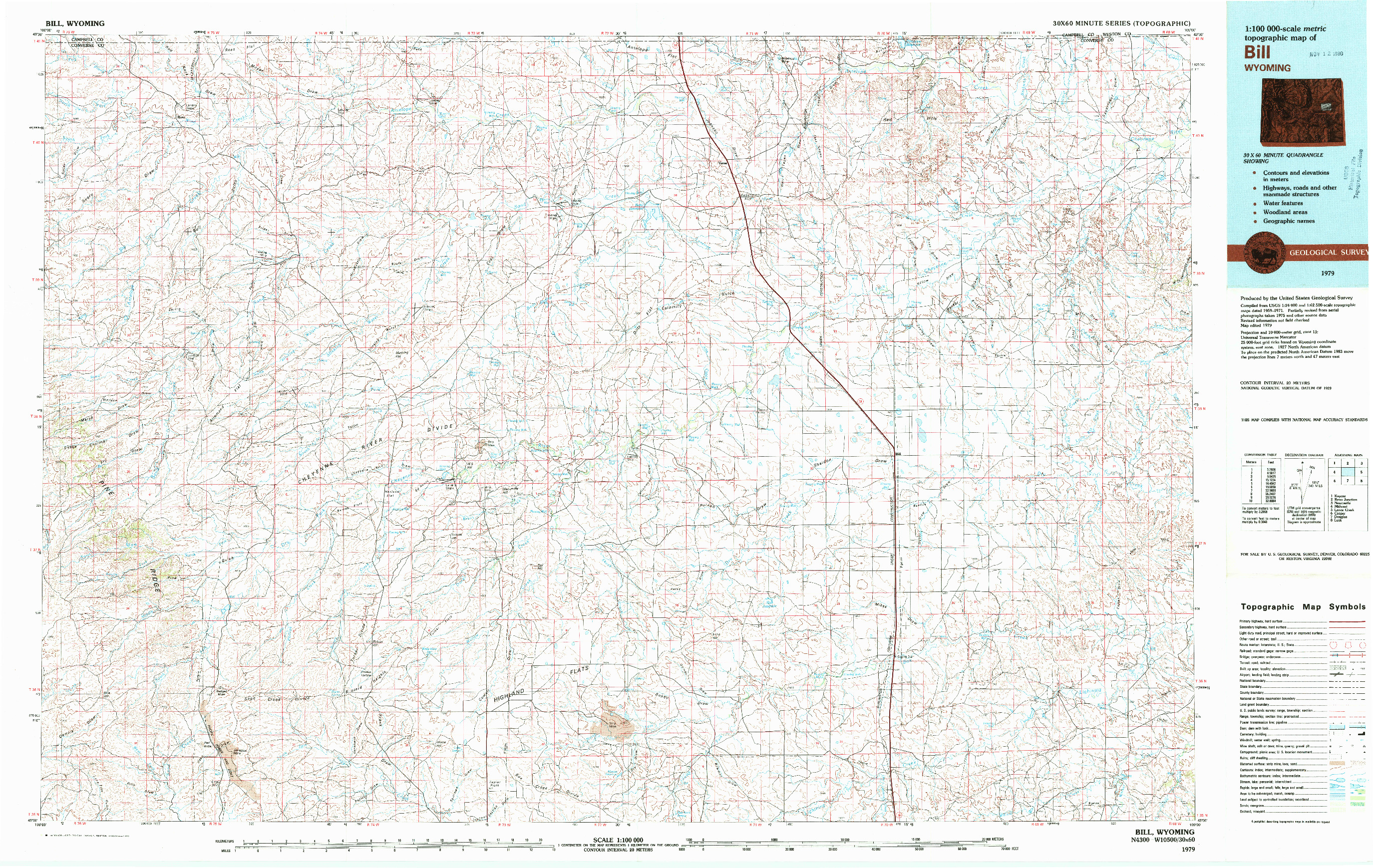 USGS 1:100000-SCALE QUADRANGLE FOR BILL, WY 1979