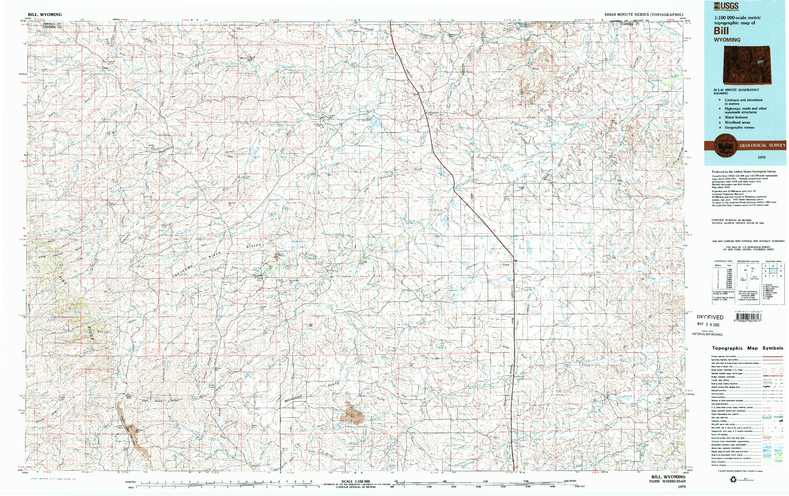 USGS 1:100000-SCALE QUADRANGLE FOR BILL, WY 1979