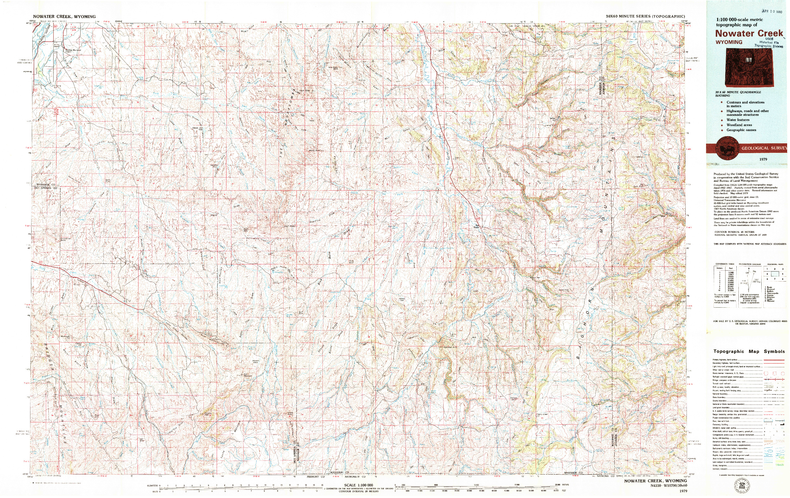 USGS 1:100000-SCALE QUADRANGLE FOR NOWATER CREEK, WY 1979