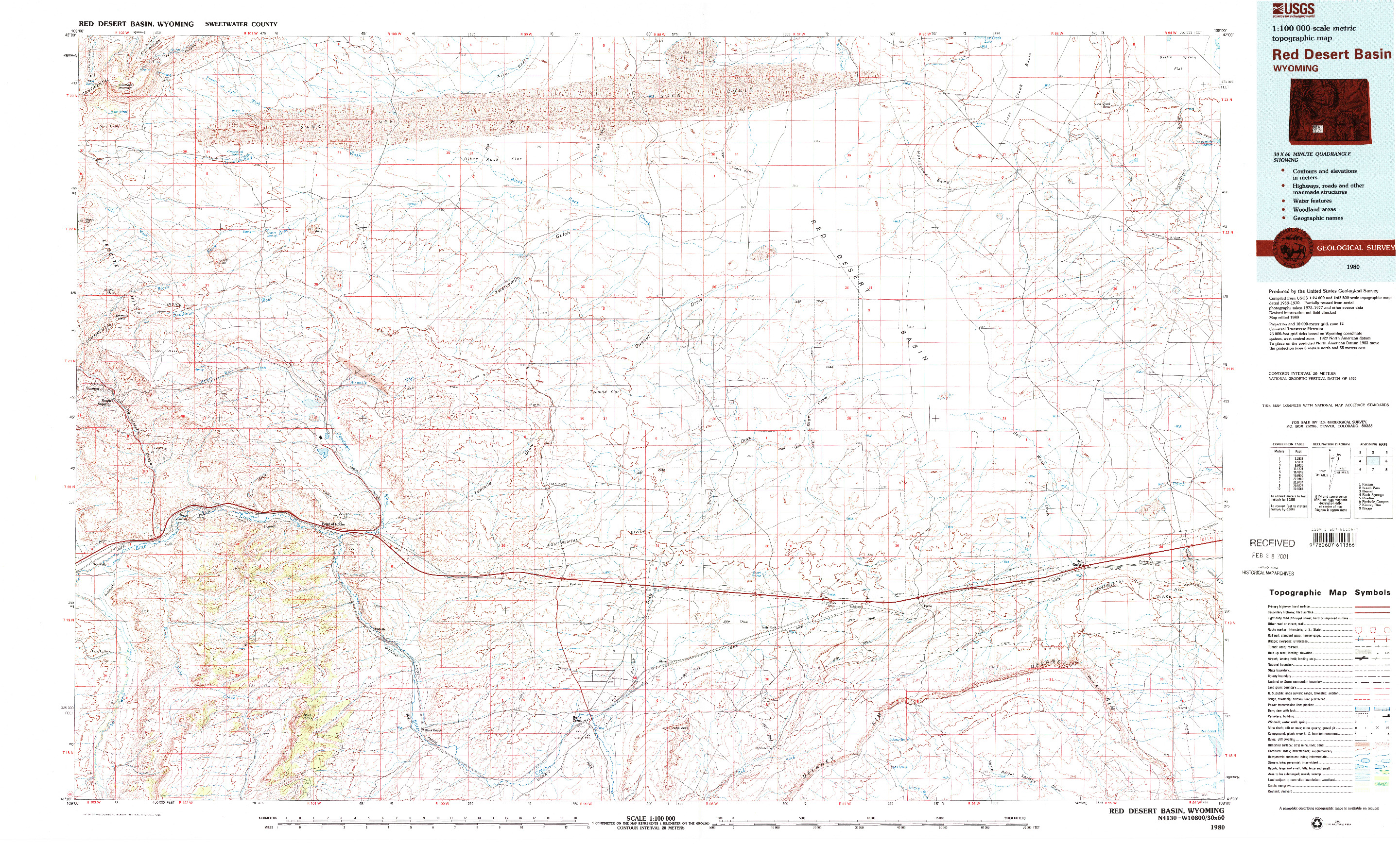 USGS 1:100000-SCALE QUADRANGLE FOR RED DESERT BASIN, WY 1980
