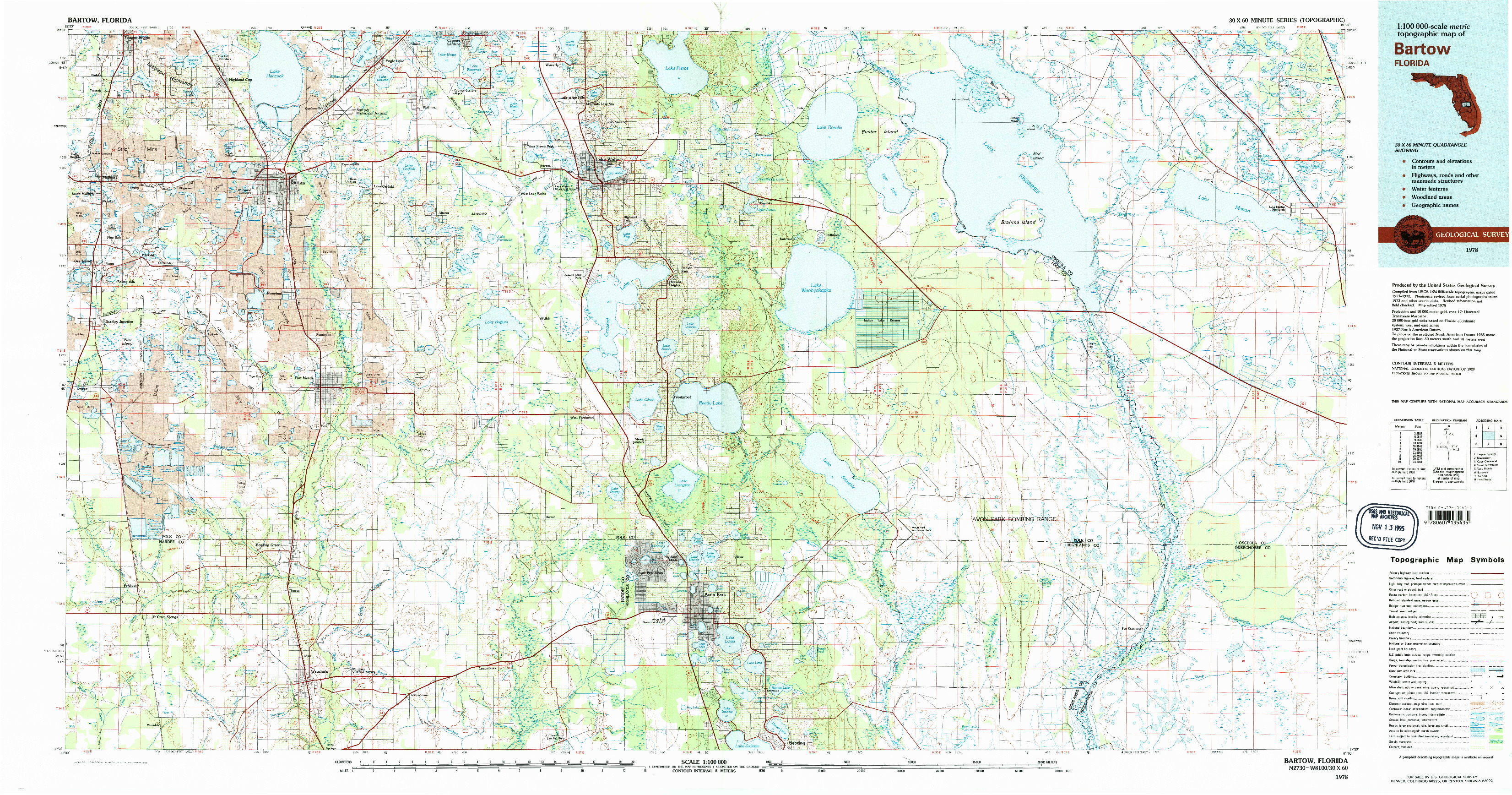 USGS 1:100000-SCALE QUADRANGLE FOR BARTOW, FL 1978