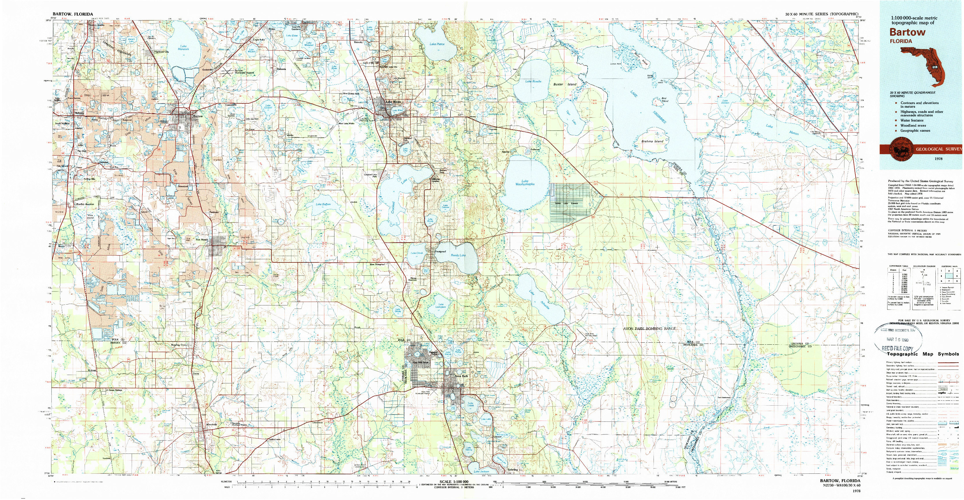 USGS 1:100000-SCALE QUADRANGLE FOR BARTOW, FL 1978