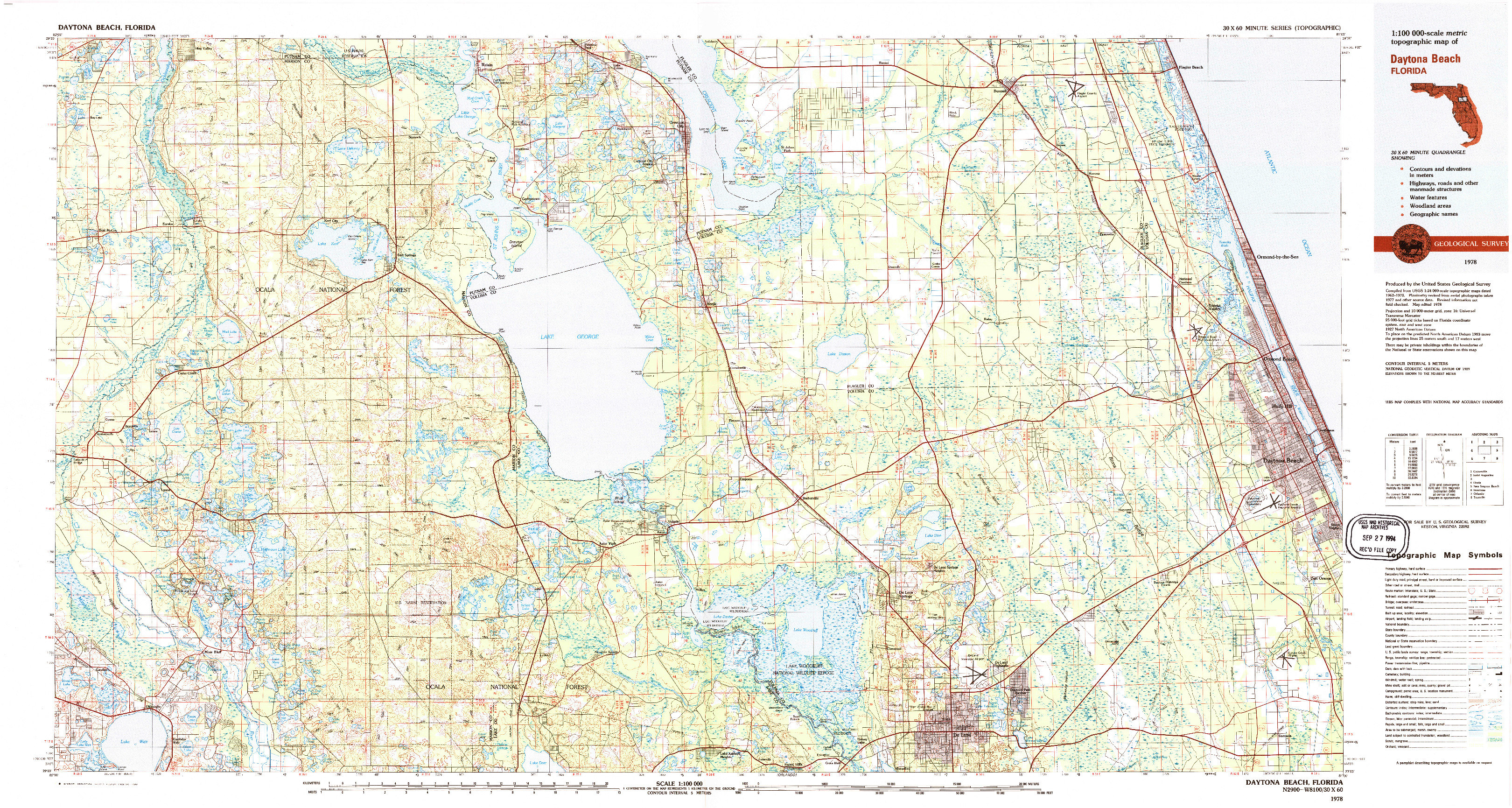 USGS 1:100000-SCALE QUADRANGLE FOR DAYTONA BEACH, FL 1978