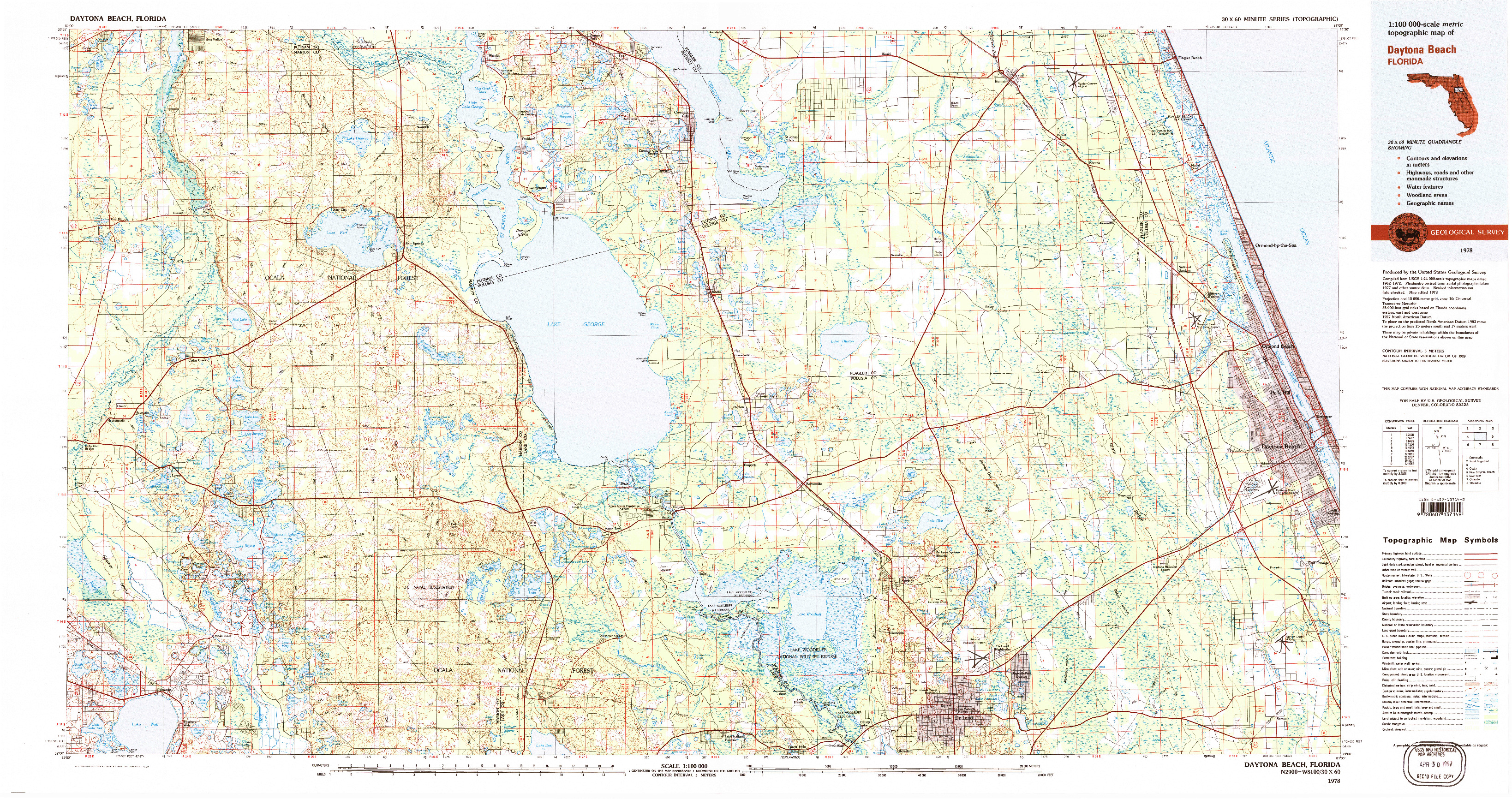 USGS 1:100000-SCALE QUADRANGLE FOR DAYTONA BEACH, FL 1978